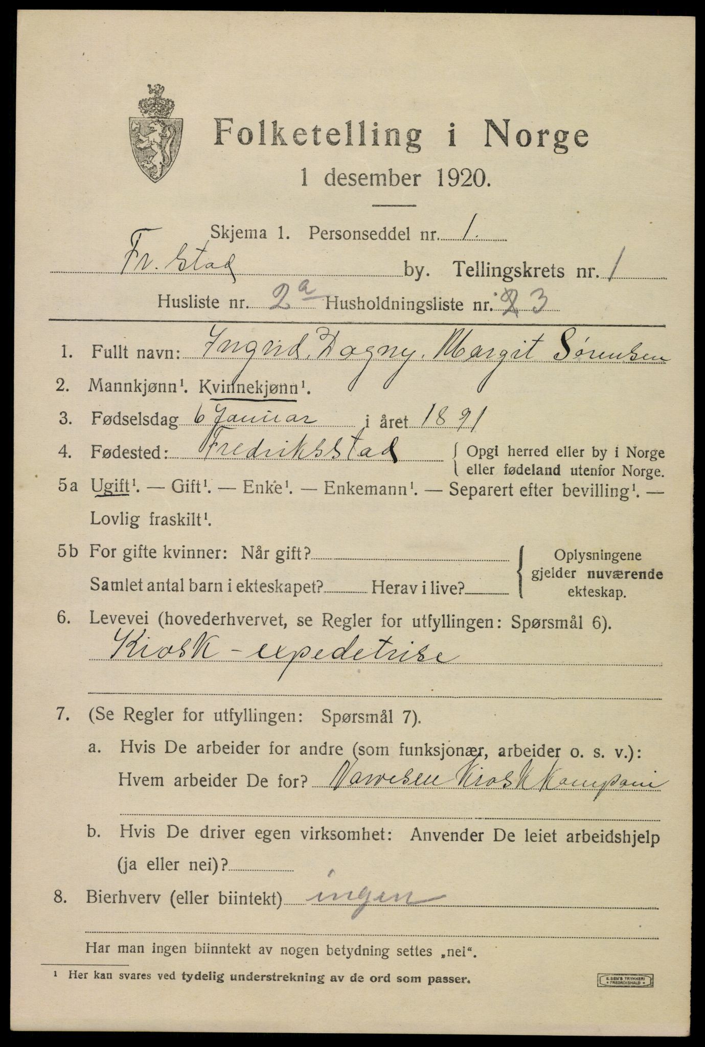 SAO, Folketelling 1920 for 0103 Fredrikstad kjøpstad, 1920, s. 11469