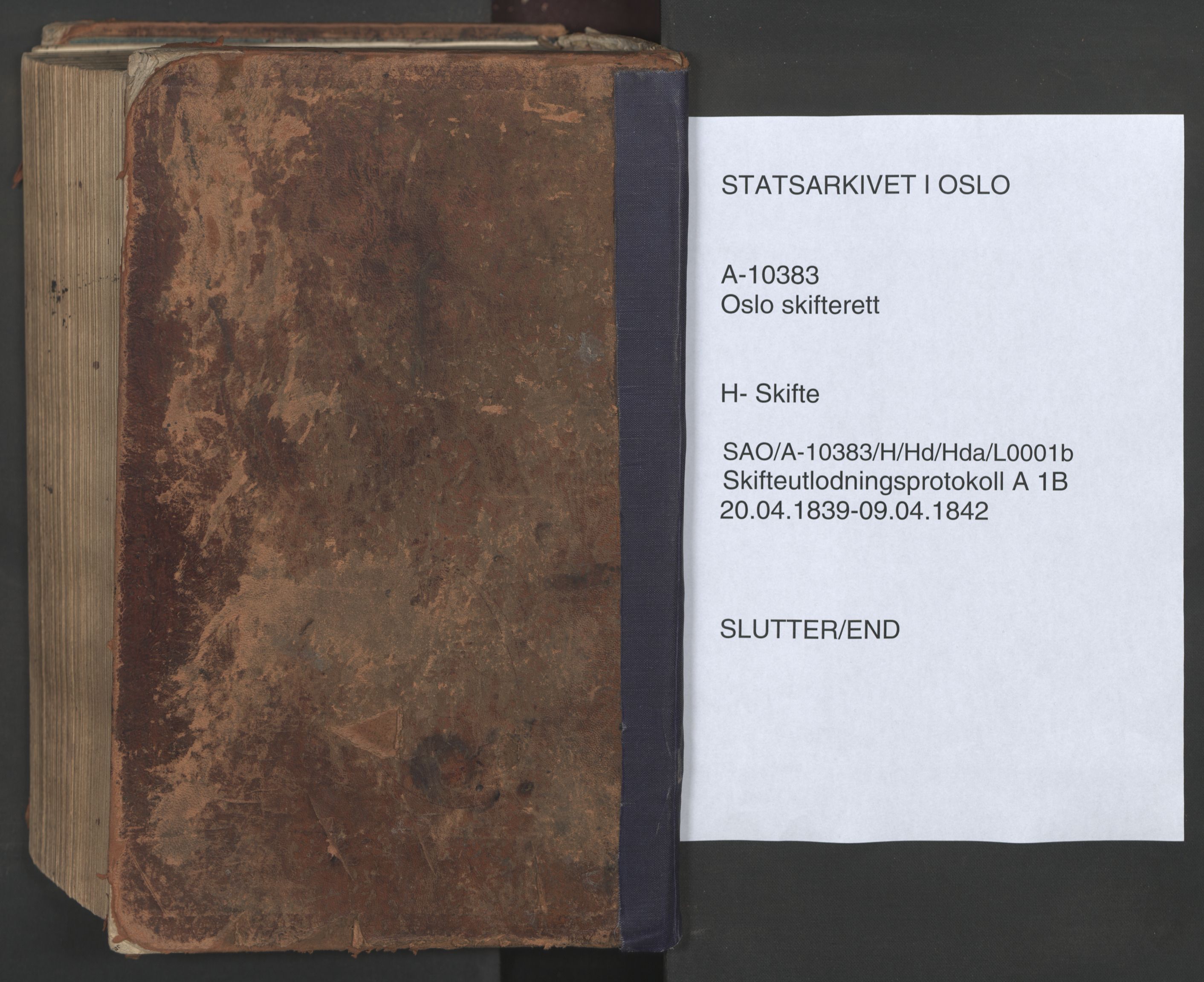 Oslo skifterett, SAO/A-10383/H/Hd/Hda/L0001b: Skifteutlodningsprotokoll, 1839-1842