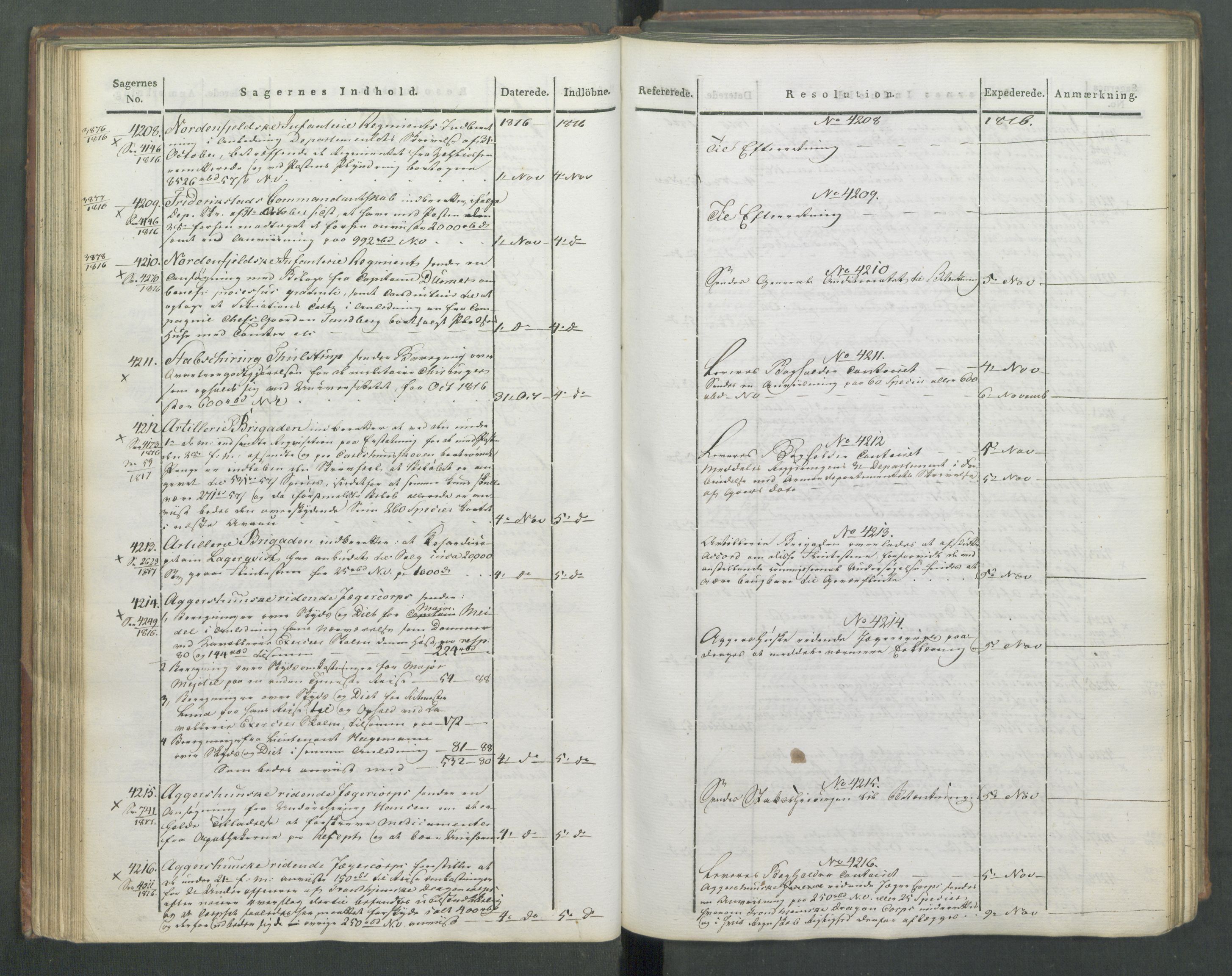 Armédepartementet, RA/RAFA-3493/C/Ca/L0009: 6. Departements Journal, 1816-1817