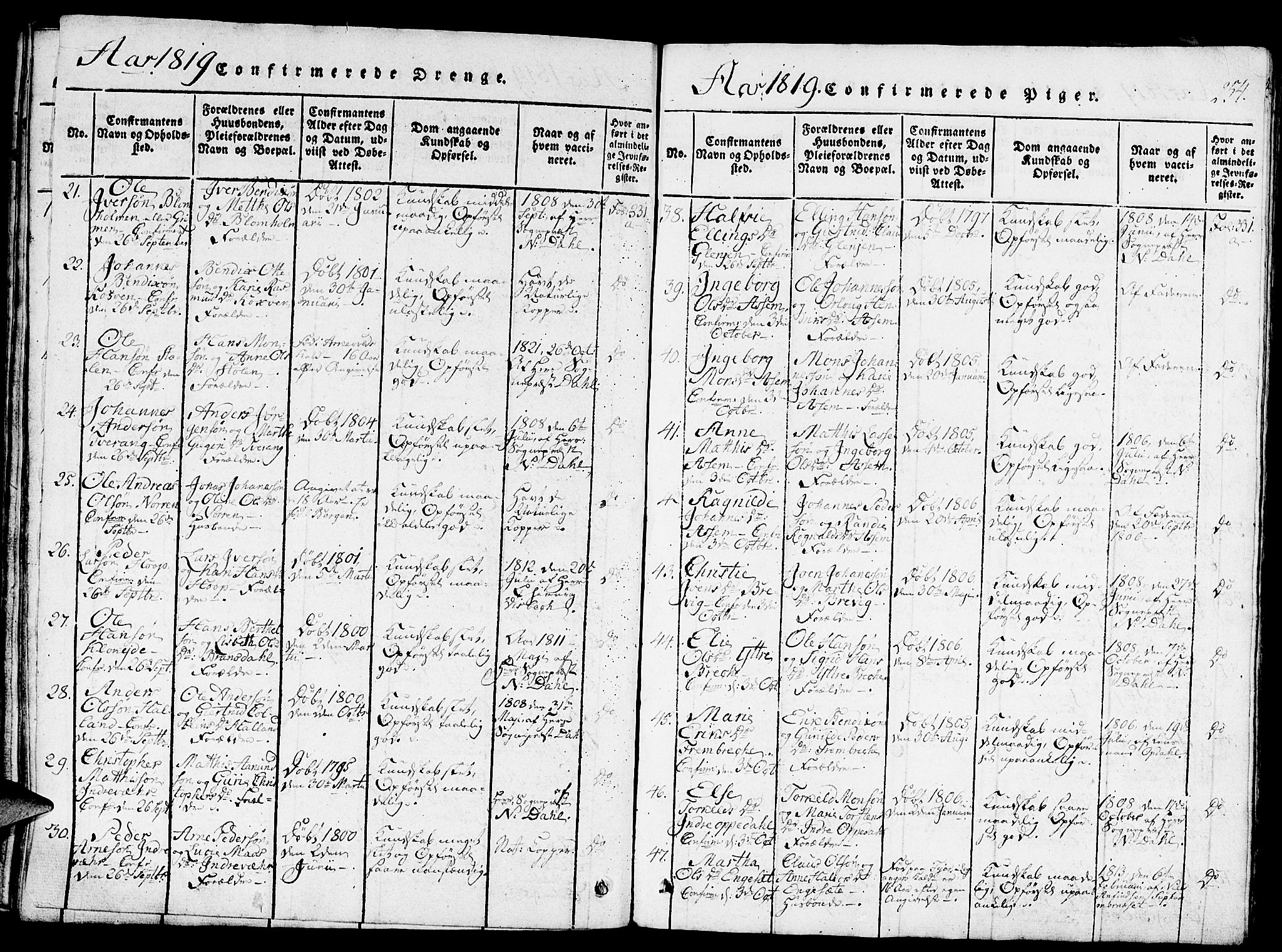 Gulen sokneprestembete, AV/SAB-A-80201/H/Haa/Haaa/L0018: Ministerialbok nr. A 18, 1816-1825, s. 254