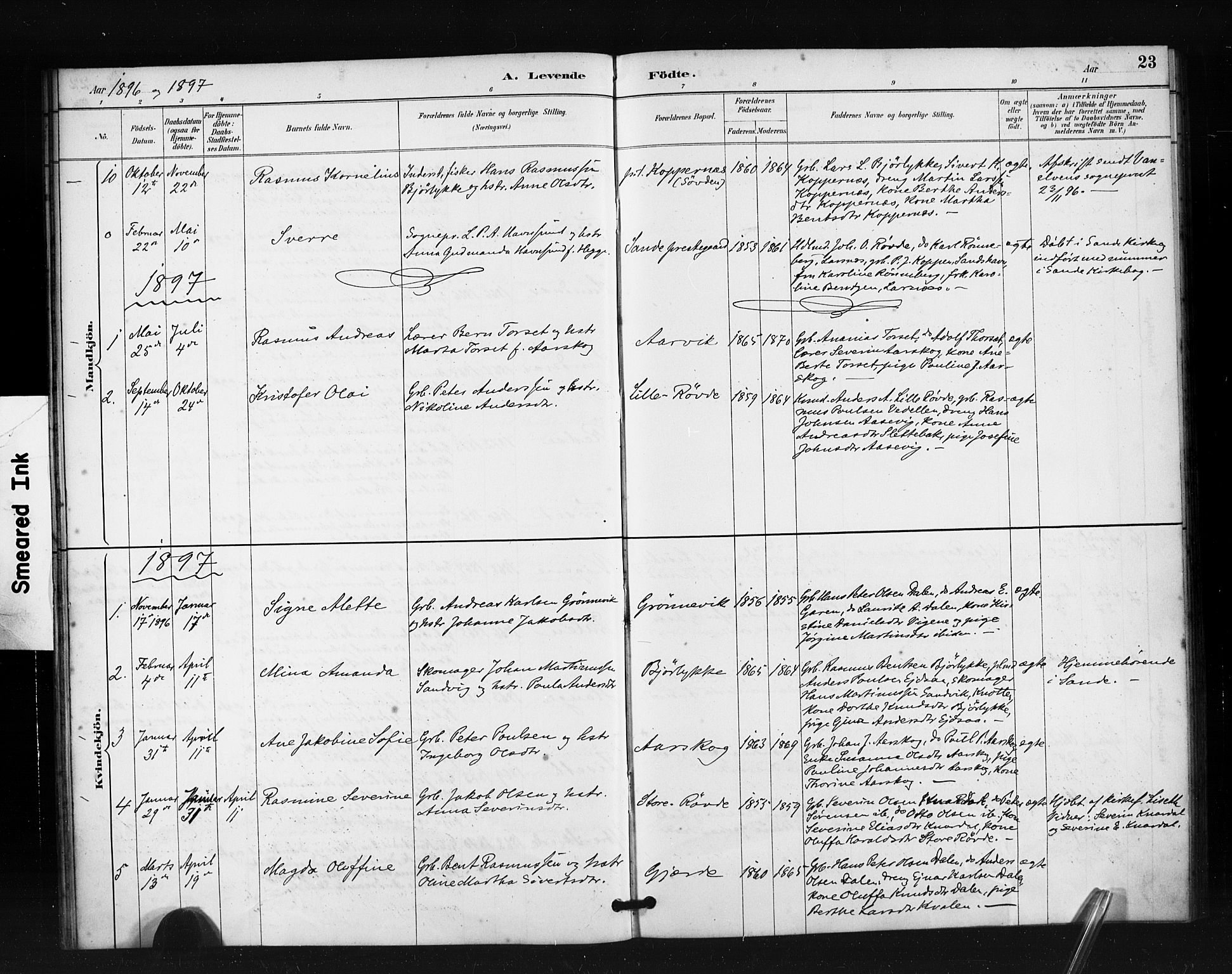 Ministerialprotokoller, klokkerbøker og fødselsregistre - Møre og Romsdal, AV/SAT-A-1454/504/L0056: Ministerialbok nr. 504A03, 1884-1904, s. 23