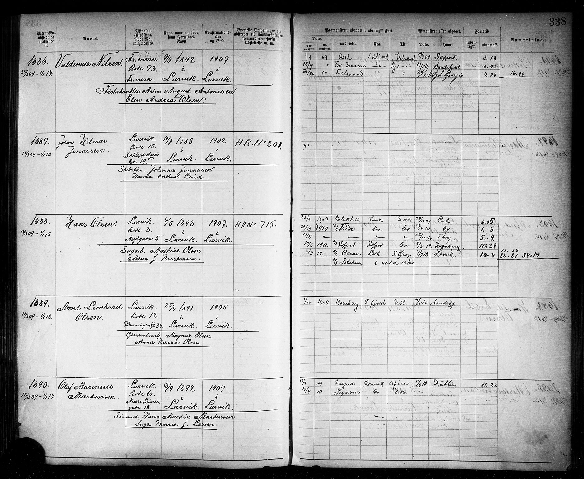 Larvik innrulleringskontor, AV/SAKO-A-787/F/Fb/L0002: Annotasjonsrulle, 1897-1917, s. 341