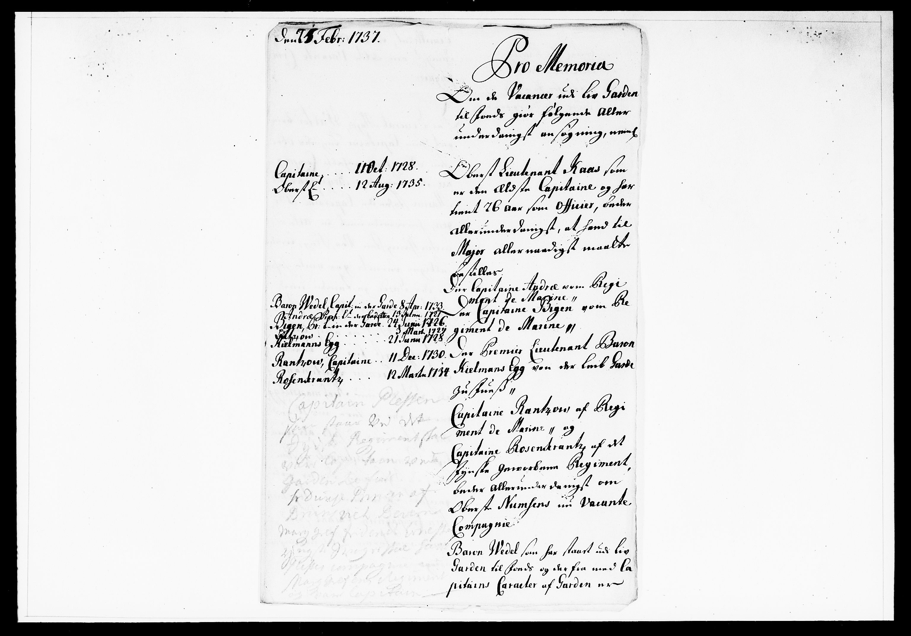 Krigskollegiet, Krigskancelliet, DRA/A-0006/-/1138-1142: Refererede sager, 1737, s. 72