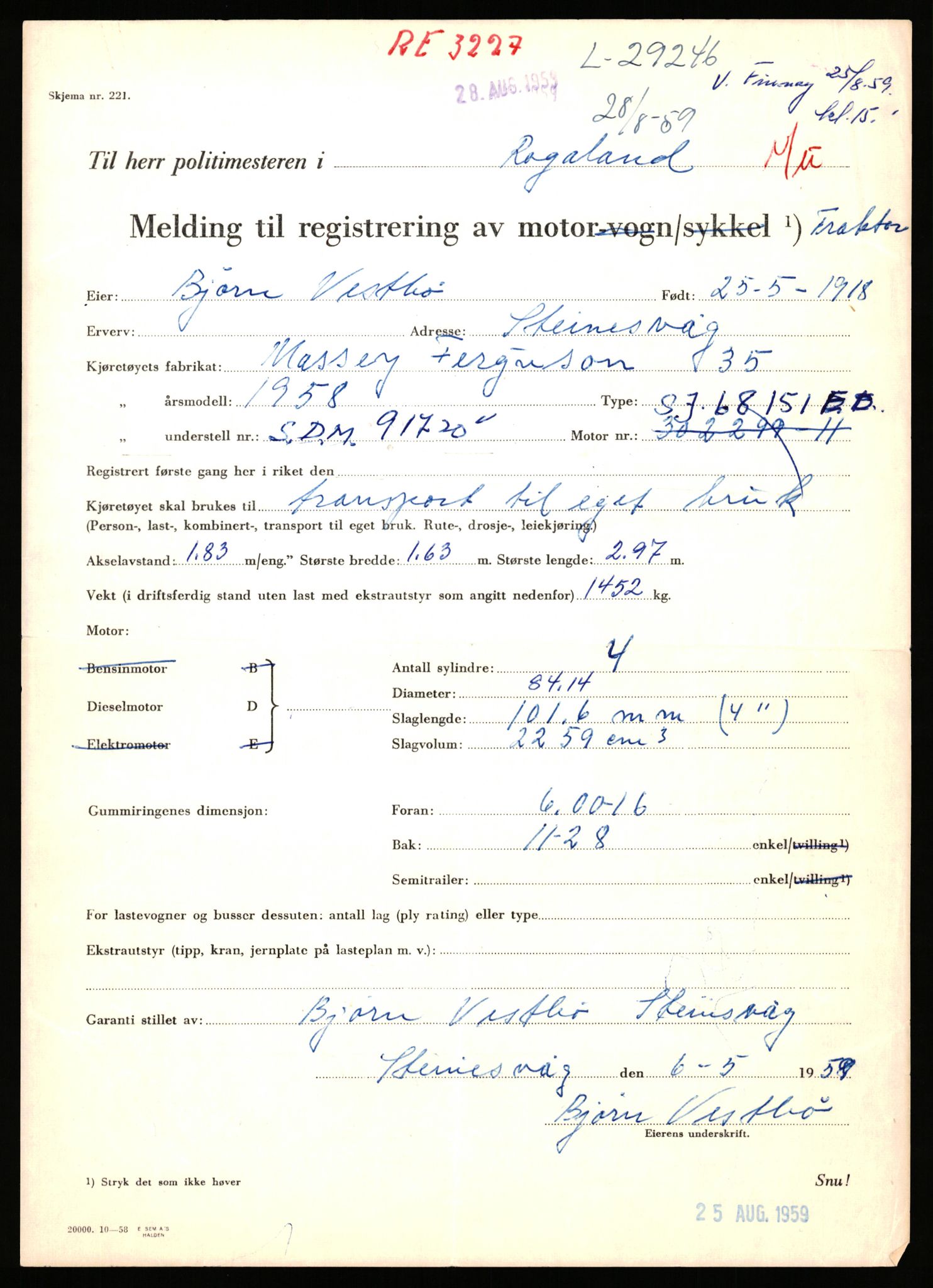 Stavanger trafikkstasjon, AV/SAST-A-101942/0/F/L0048: L-29100 - L-29899, 1930-1971, s. 393