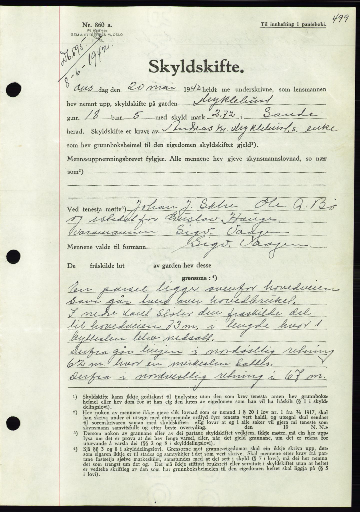 Søre Sunnmøre sorenskriveri, SAT/A-4122/1/2/2C/L0073: Pantebok nr. 67, 1941-1942, Dagboknr: 595/1942