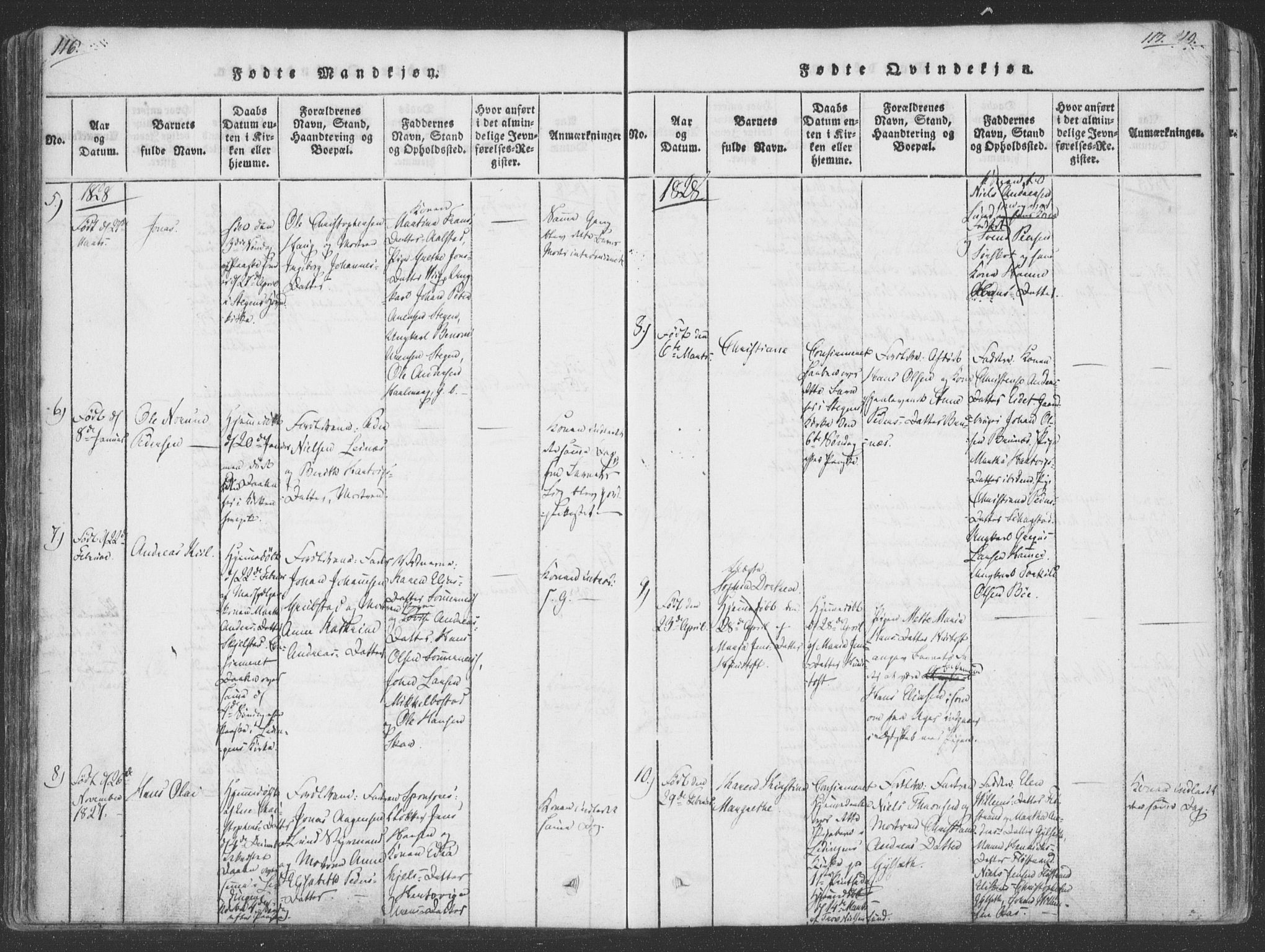 Ministerialprotokoller, klokkerbøker og fødselsregistre - Nordland, AV/SAT-A-1459/855/L0798: Ministerialbok nr. 855A06, 1821-1835, s. 116-117