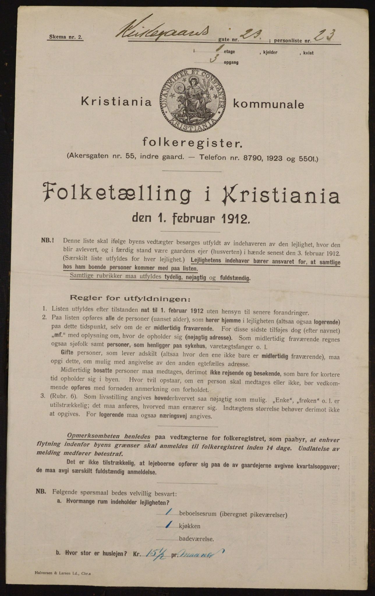 OBA, Kommunal folketelling 1.2.1912 for Kristiania, 1912, s. 51123