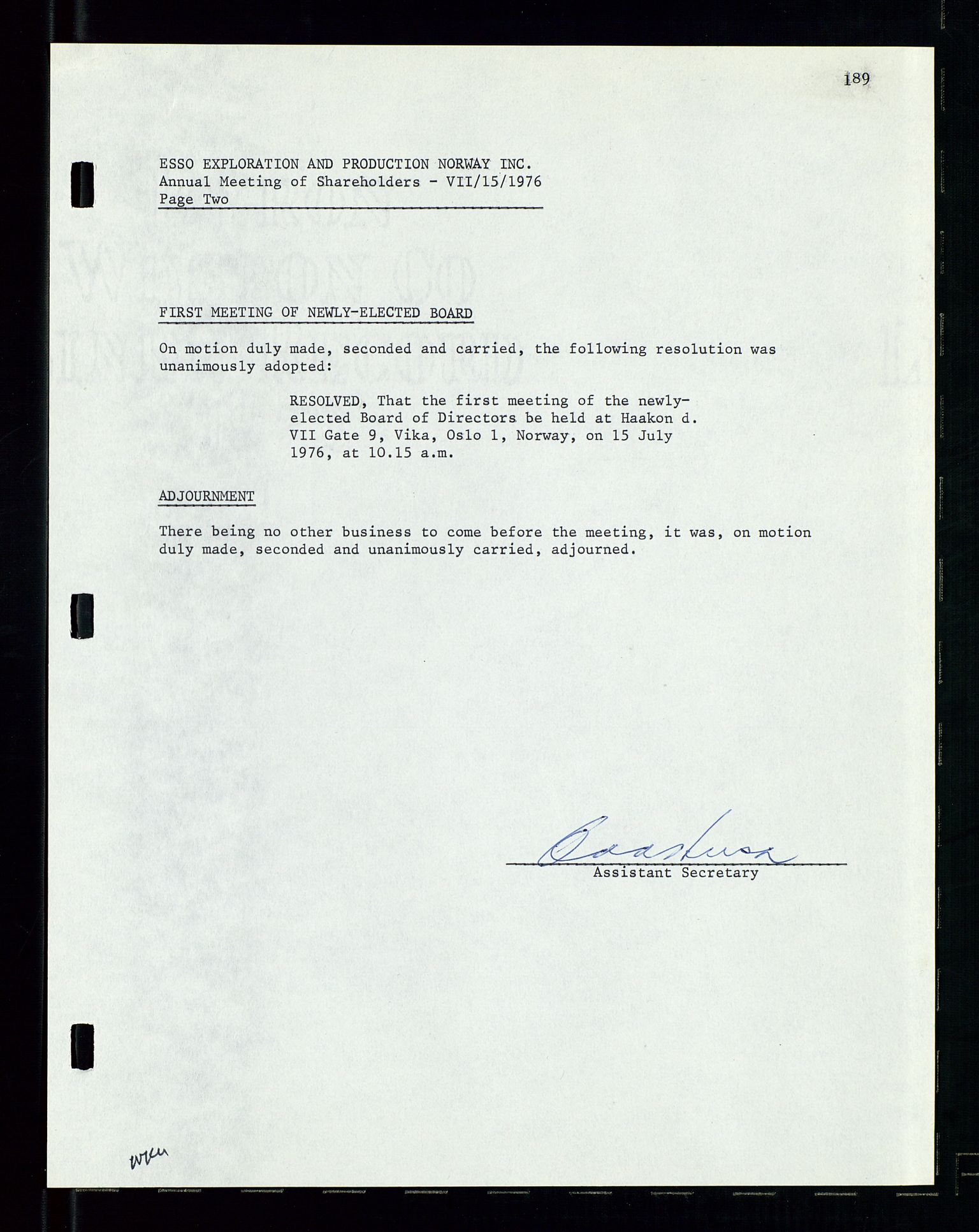 Pa 1512 - Esso Exploration and Production Norway Inc., SAST/A-101917/A/Aa/L0001/0002: Styredokumenter / Corporate records, Board meeting minutes, Agreements, Stocholder meetings, 1975-1979, s. 32
