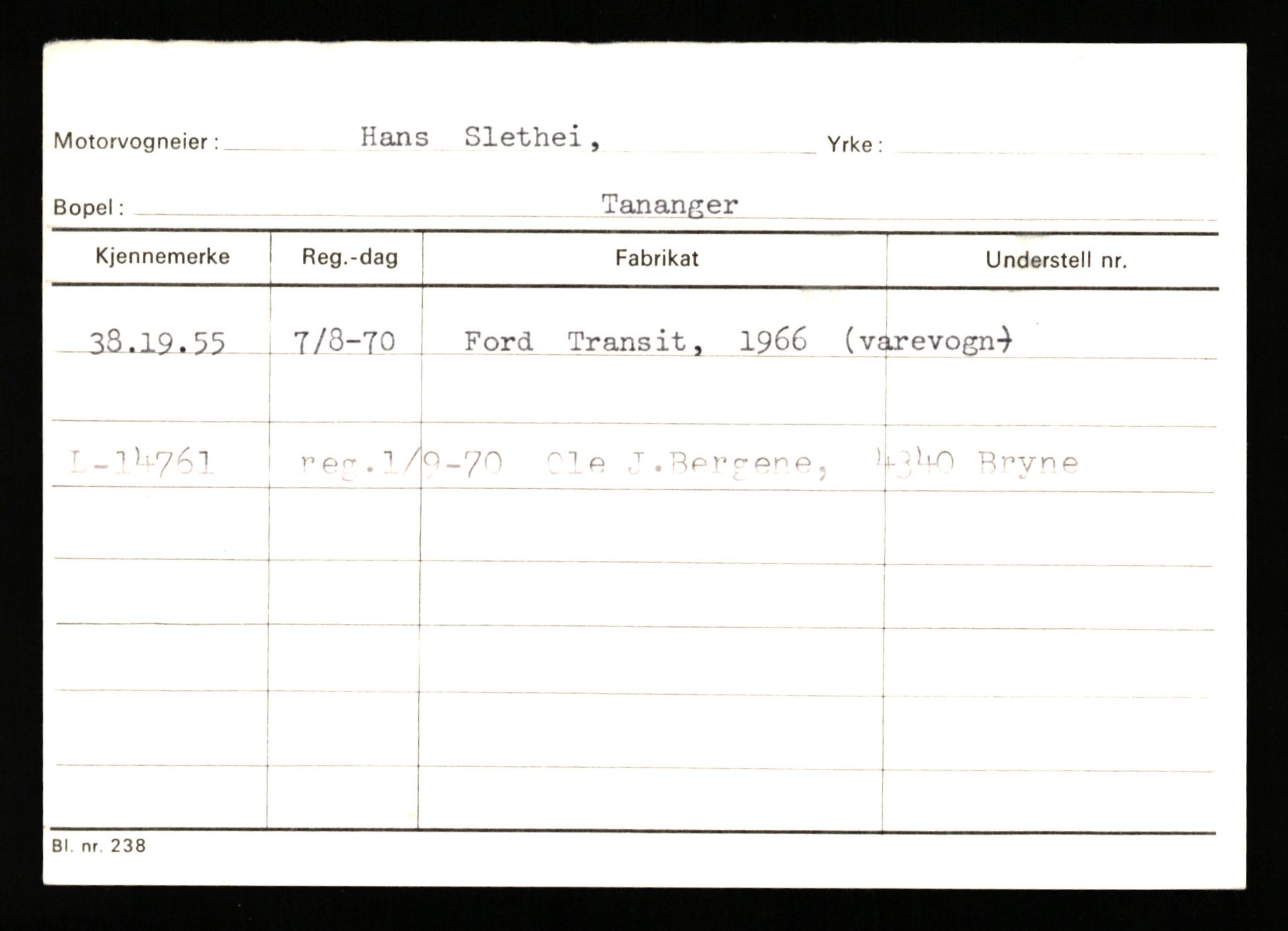 Stavanger trafikkstasjon, SAST/A-101942/0/G/L0012: Registreringsnummer: 363571 - 800000, 1930-1971, s. 235