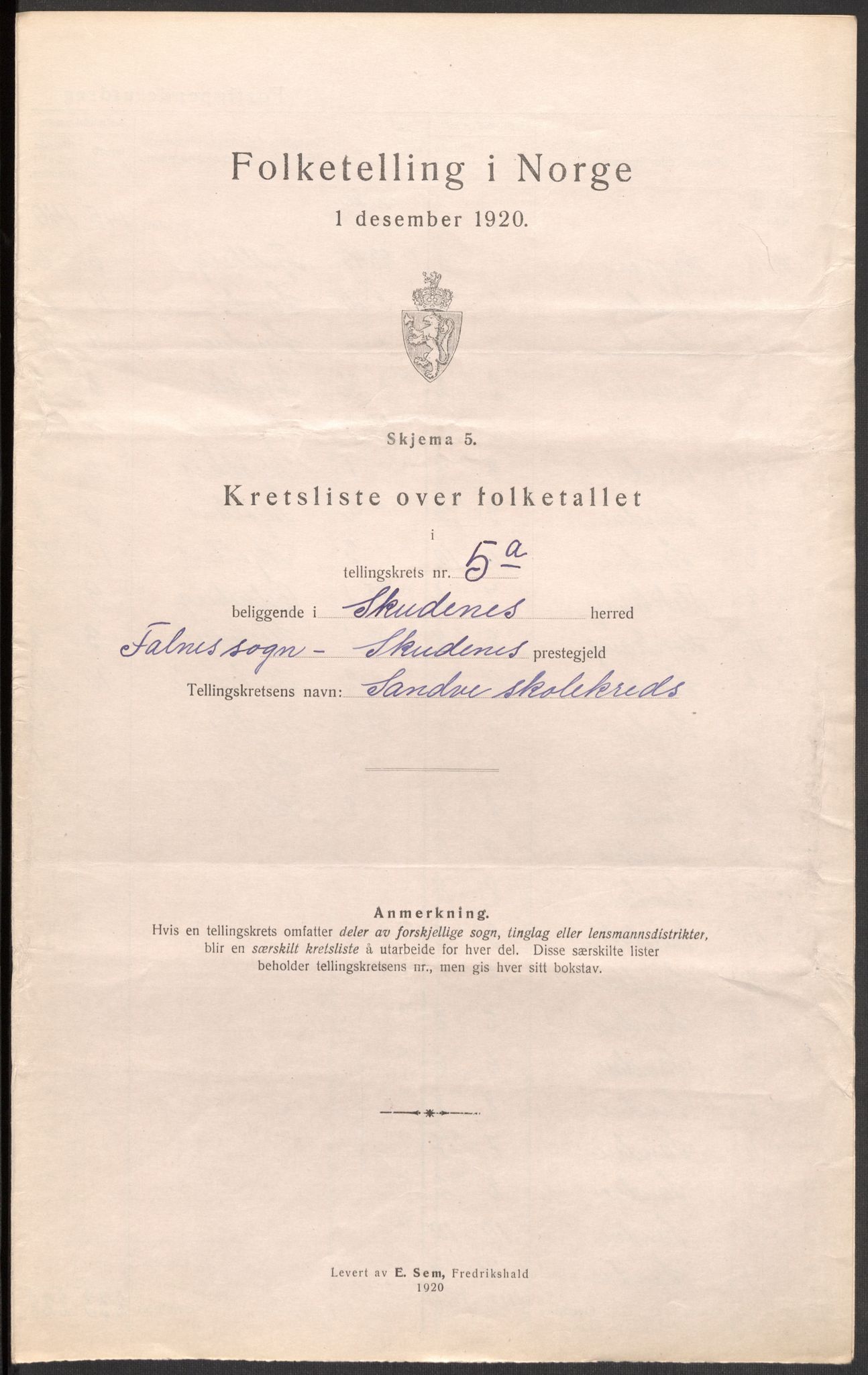 SAST, Folketelling 1920 for 1150 Skudenes herred, 1920, s. 21