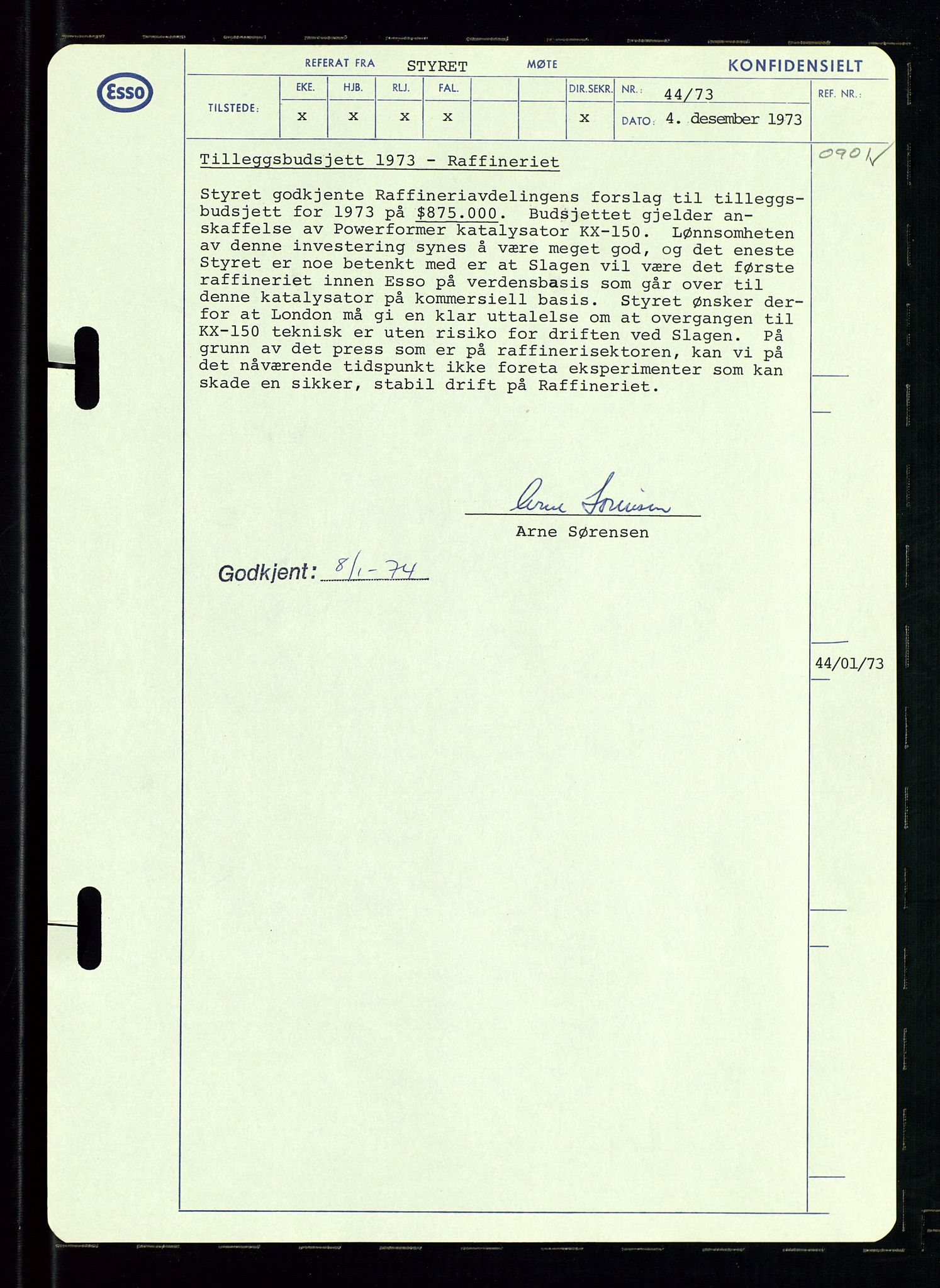 Pa 0982 - Esso Norge A/S, AV/SAST-A-100448/A/Aa/L0003/0002: Den administrerende direksjon Board minutes (styrereferater) og Bedriftforsamlingsprotokoll / Den administrerende direksjon Board minutes (styrereferater), 1970-1974, s. 41