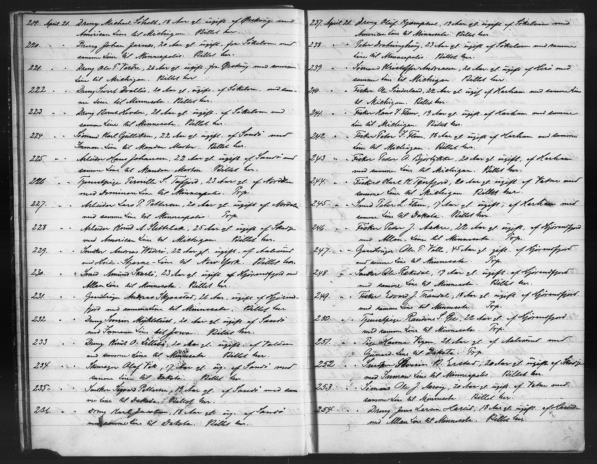 Sunnmøre politikammer, AV/SAT-A-1864/1/35/L0002: Emigrantprotokoll, 1888-1899