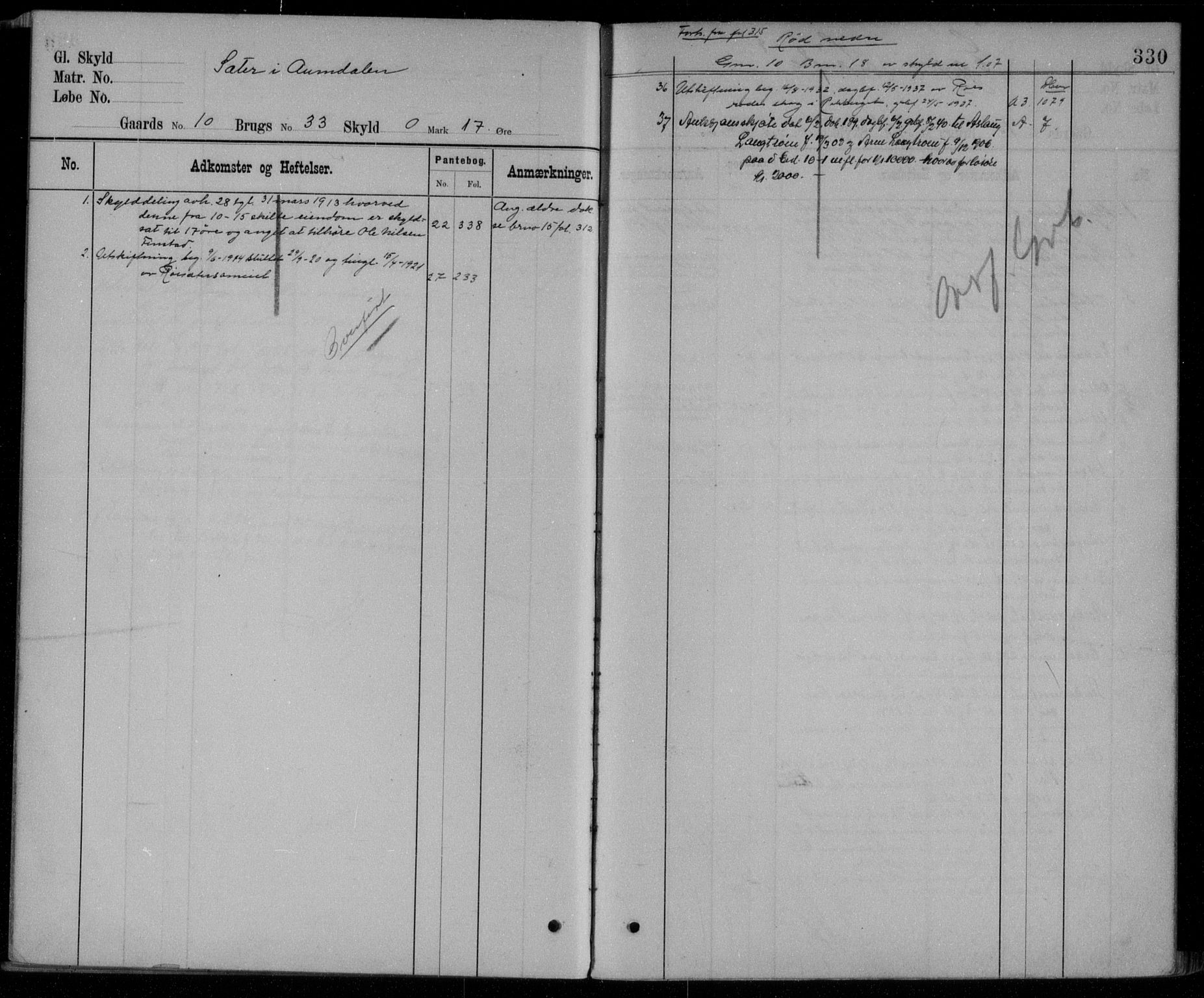 Nord-Østerdal tingrett, AV/SAH-TING-020/H/Ha/Hag/L0037: Panteregister nr. 1, 1896, s. 330