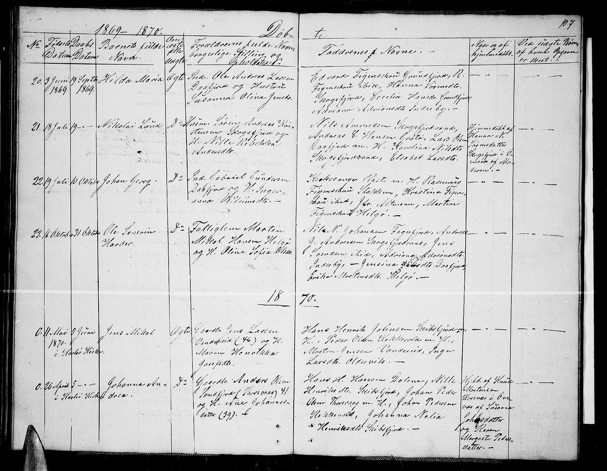 Karlsøy sokneprestembete, AV/SATØ-S-1299/H/Ha/Hab/L0004klokker: Klokkerbok nr. 4, 1845-1870, s. 107