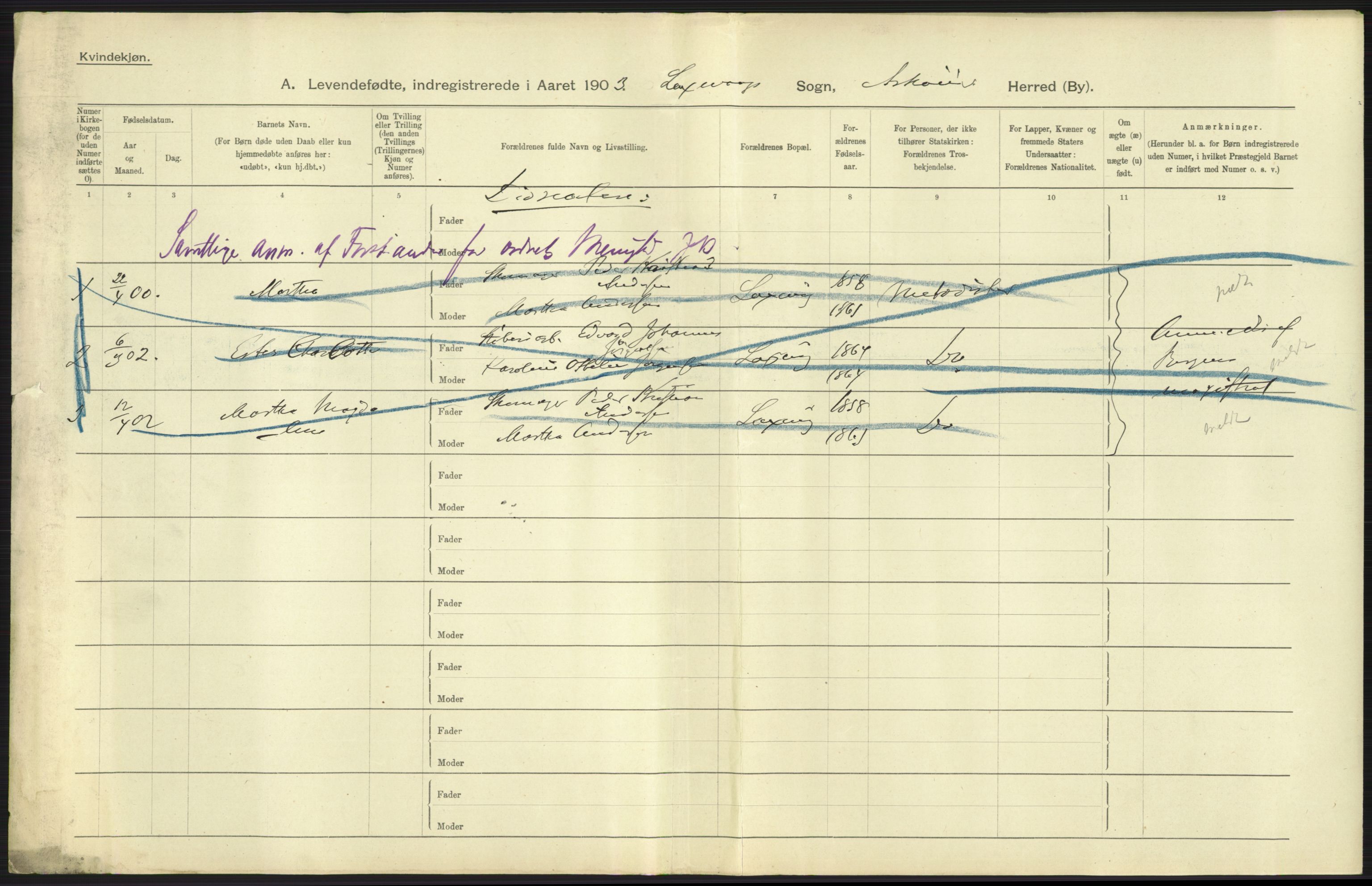 Statistisk sentralbyrå, Sosiodemografiske emner, Befolkning, RA/S-2228/D/Df/Dfa/Dfaa/L0013: Søndre Bergenhus amt: Fødte, gifte, døde, 1903, s. 493