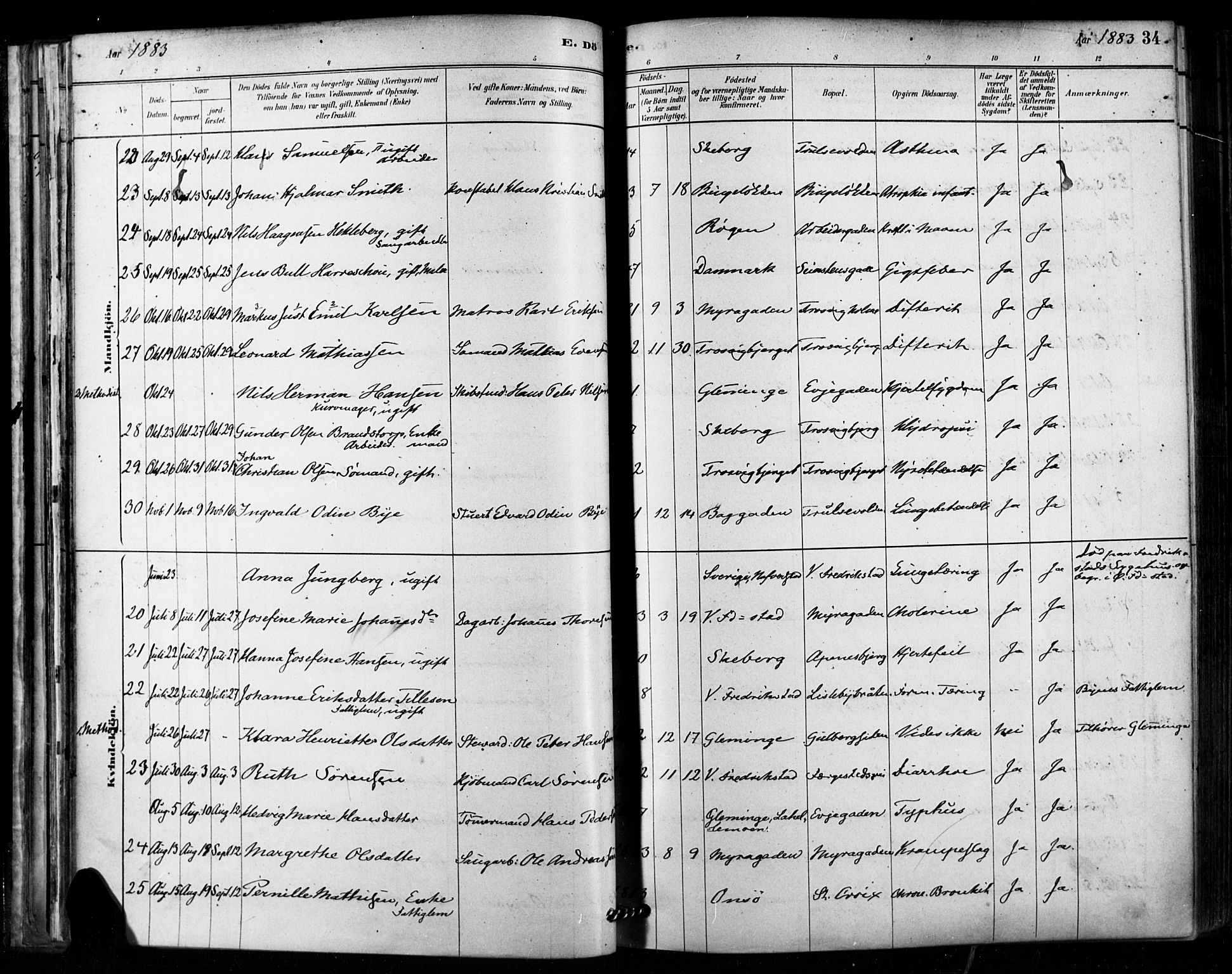 Fredrikstad domkirkes prestekontor Kirkebøker, AV/SAO-A-10906/F/Fa/L0003: Ministerialbok nr. 3, 1878-1904, s. 34