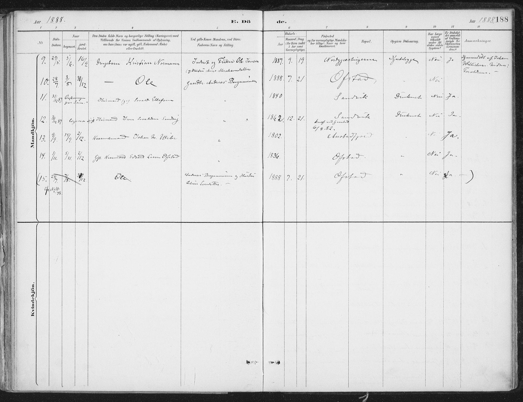 Ministerialprotokoller, klokkerbøker og fødselsregistre - Nord-Trøndelag, SAT/A-1458/786/L0687: Ministerialbok nr. 786A03, 1888-1898, s. 188