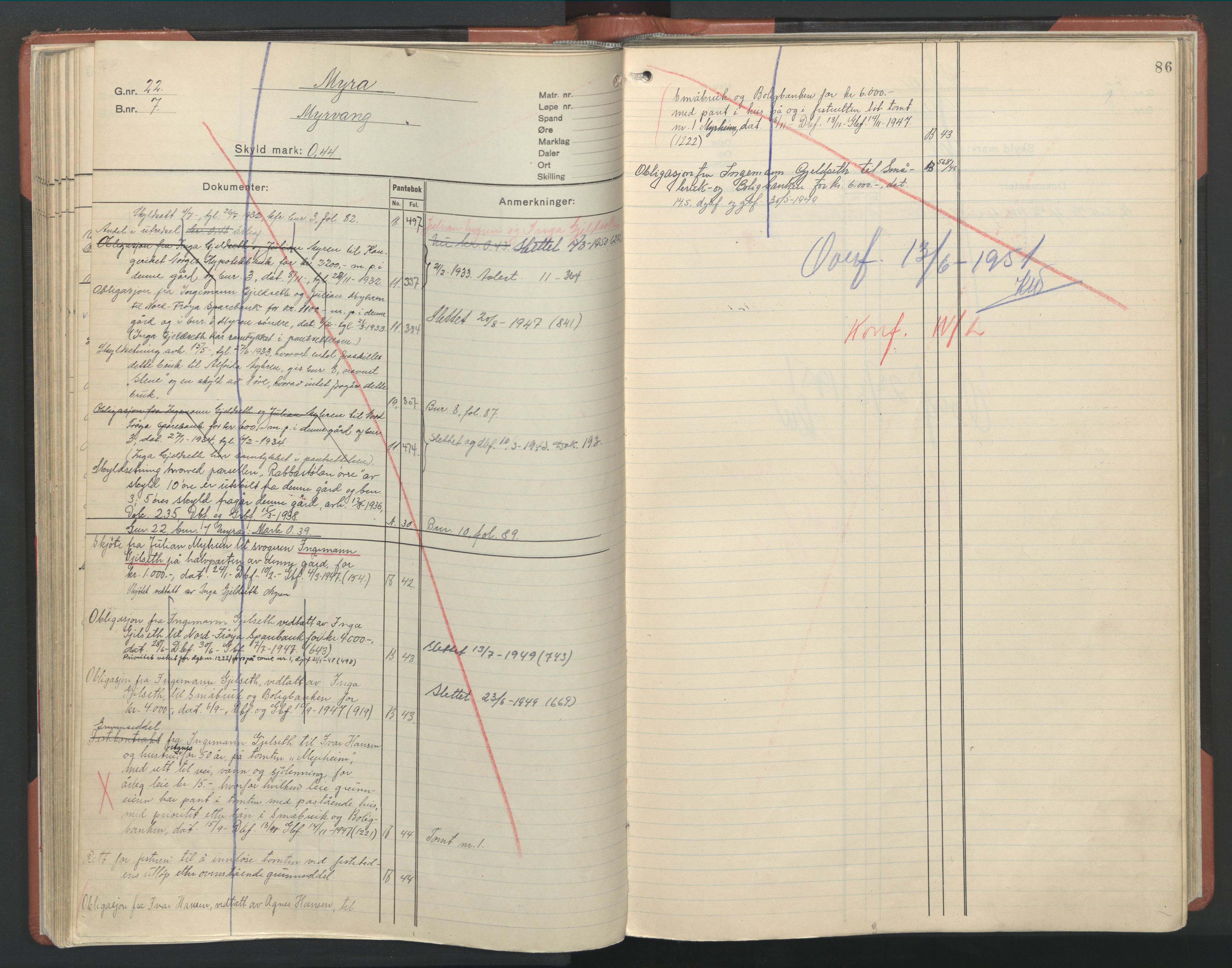 Hitra sorenskriveri, AV/SAT-A-0018/2/2A/L0005: Panteregister nr. 5, s. 86