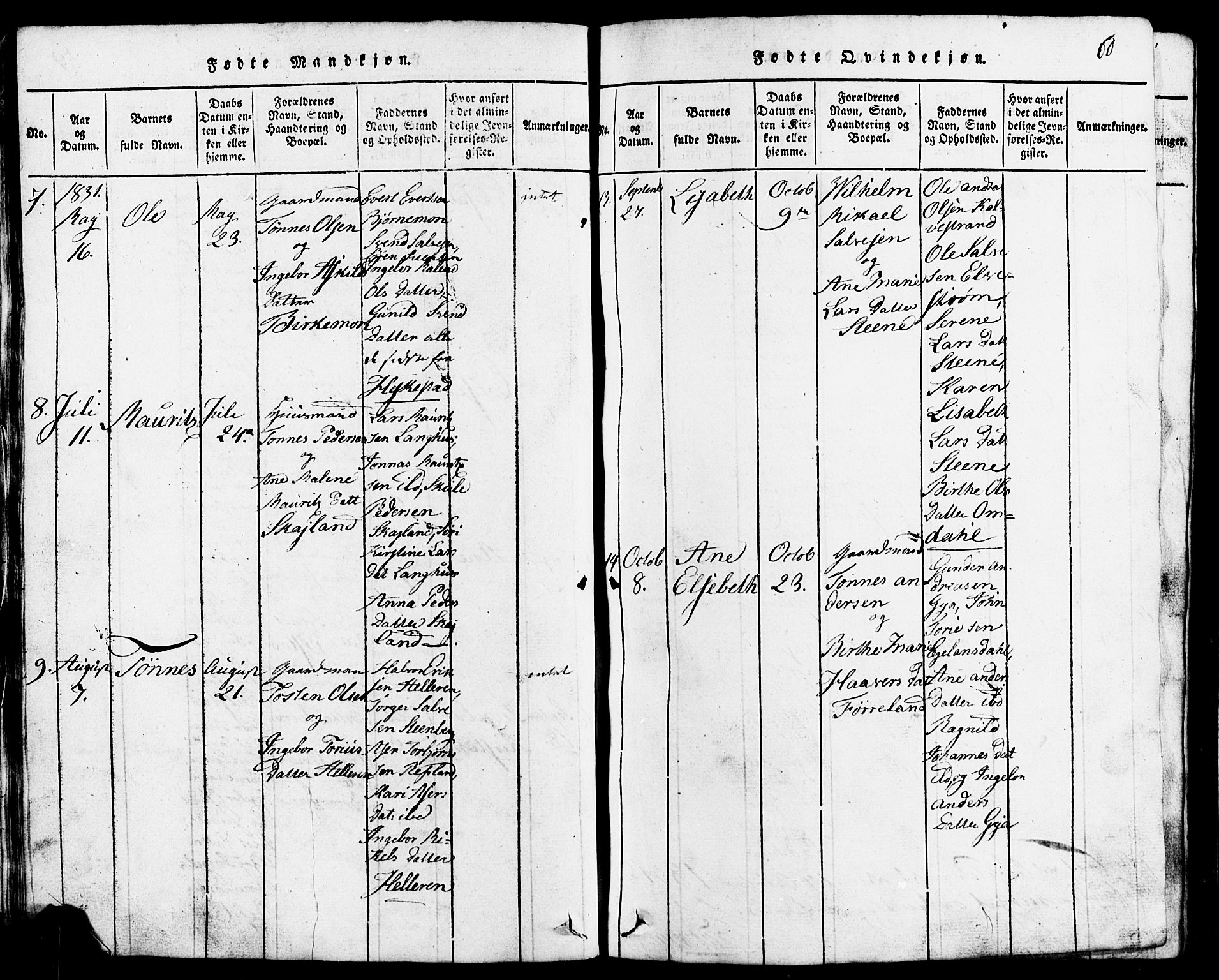 Lund sokneprestkontor, AV/SAST-A-101809/S07/L0001: Klokkerbok nr. B 1, 1815-1853, s. 60