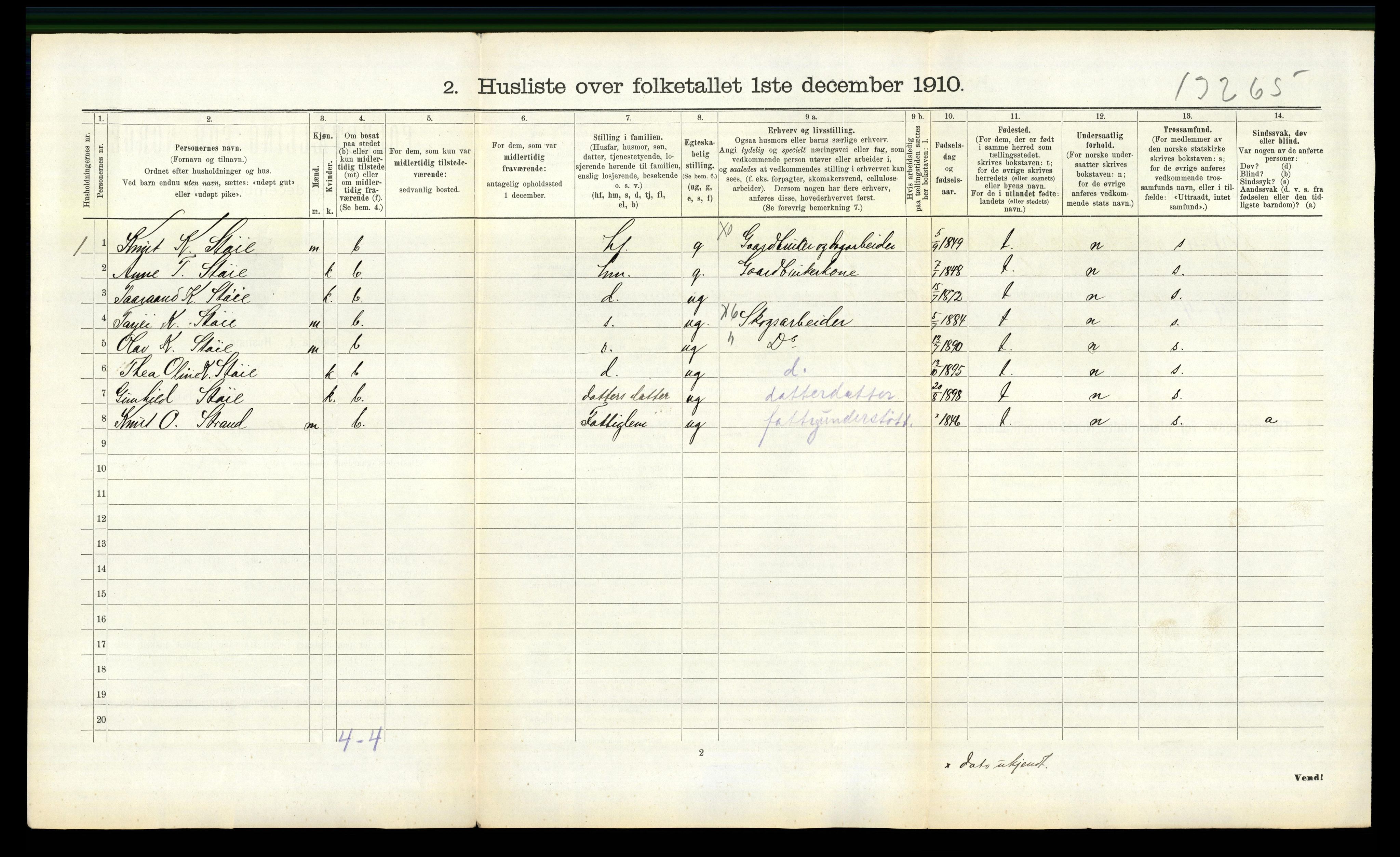 RA, Folketelling 1910 for 0830 Nissedal herred, 1910, s. 445