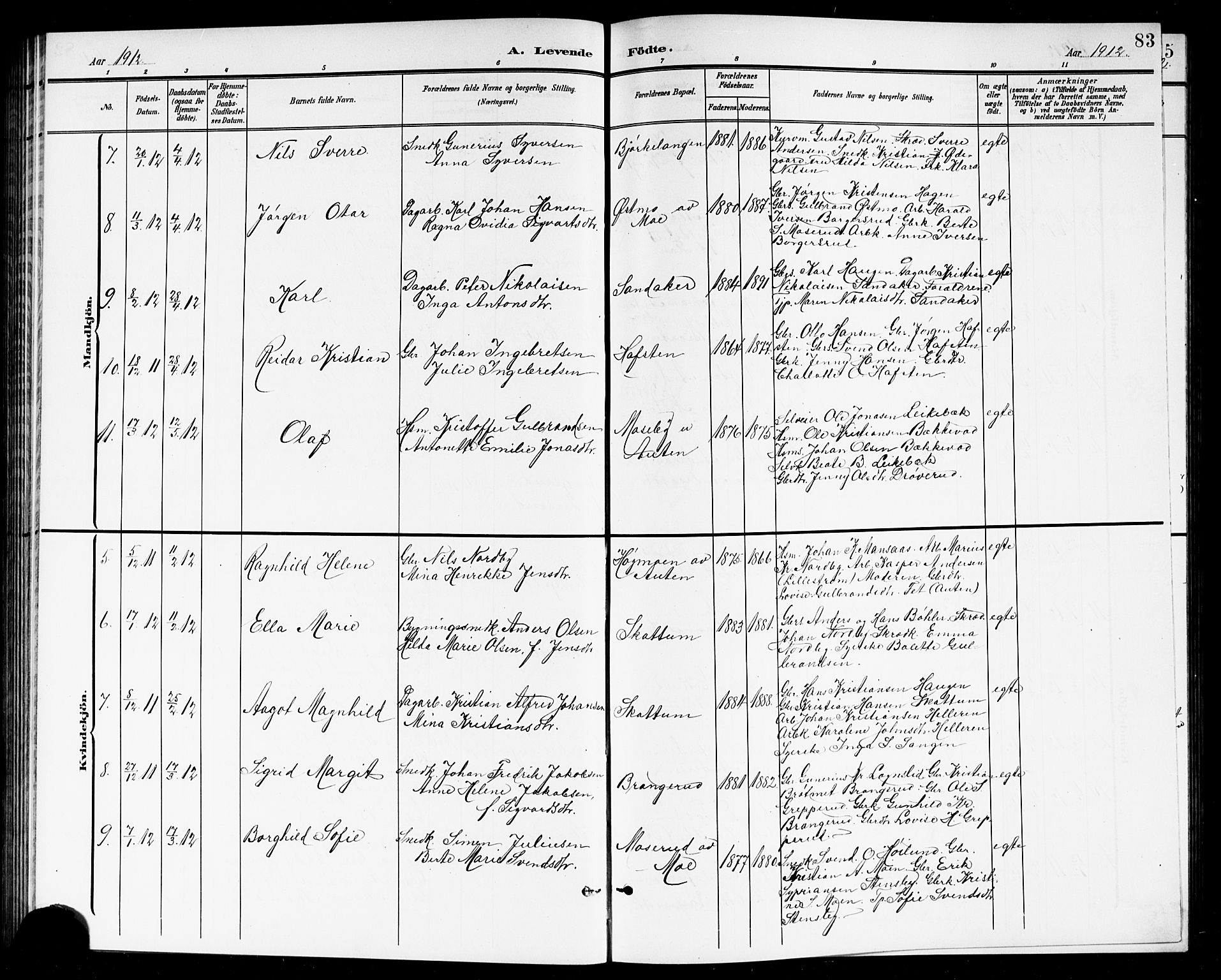 Høland prestekontor Kirkebøker, AV/SAO-A-10346a/G/Ga/L0007: Klokkerbok nr. I 7, 1902-1914, s. 83