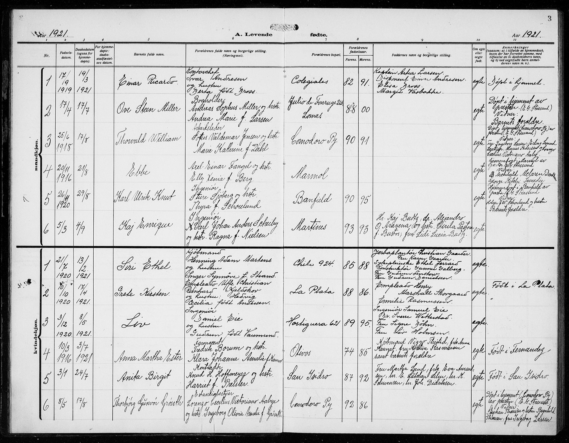 Den norske sjømannsmisjon i utlandet/Syd-Amerika (Buenos Aires m.fl.), AV/SAB-SAB/PA-0118/H/Ha/L0003: Ministerialbok nr. A 3, 1920-1938, s. 3