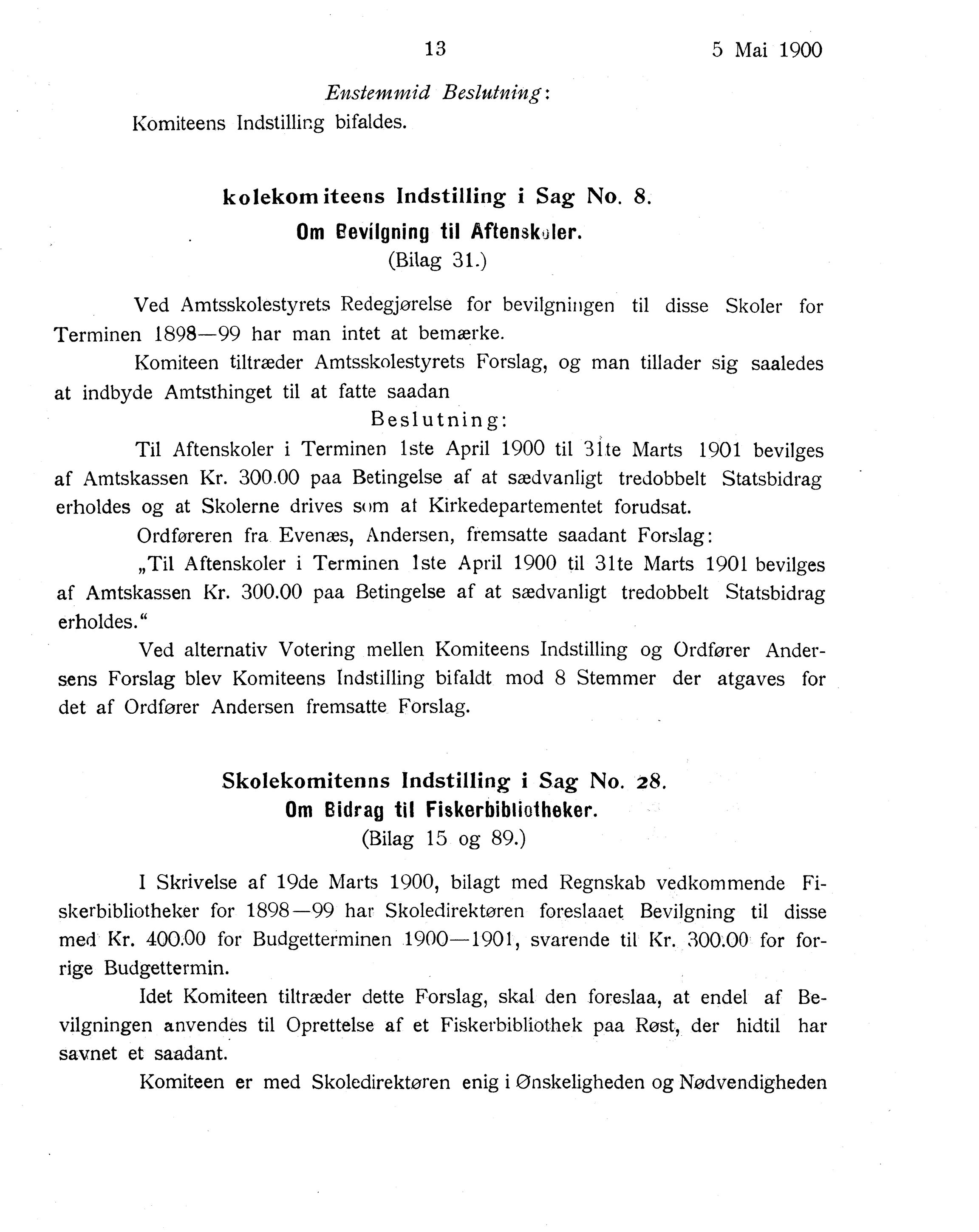 Nordland Fylkeskommune. Fylkestinget, AIN/NFK-17/176/A/Ac/L0023: Fylkestingsforhandlinger 1900, 1900