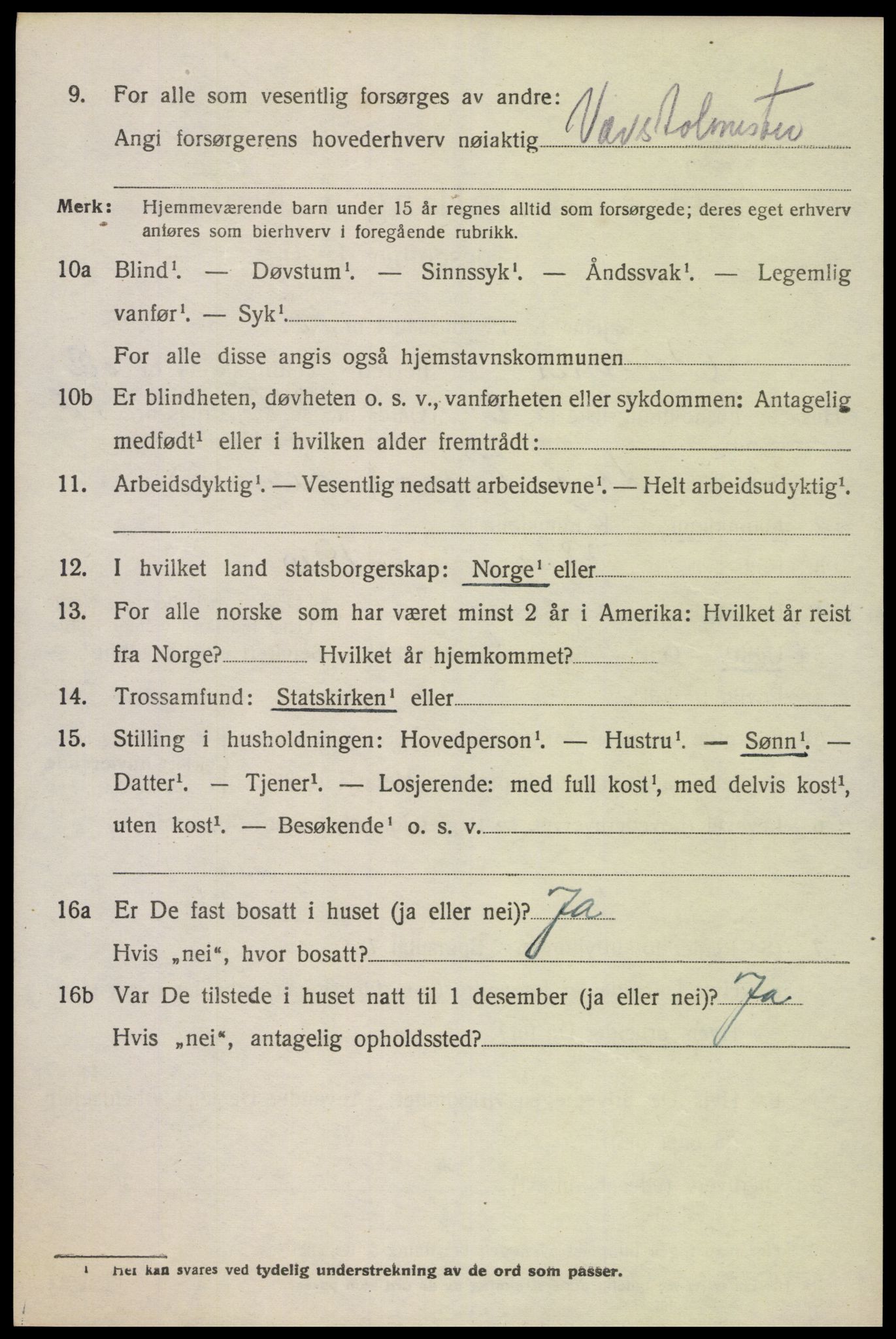 SAK, Folketelling 1920 for 1012 Oddernes herred, 1920, s. 6432