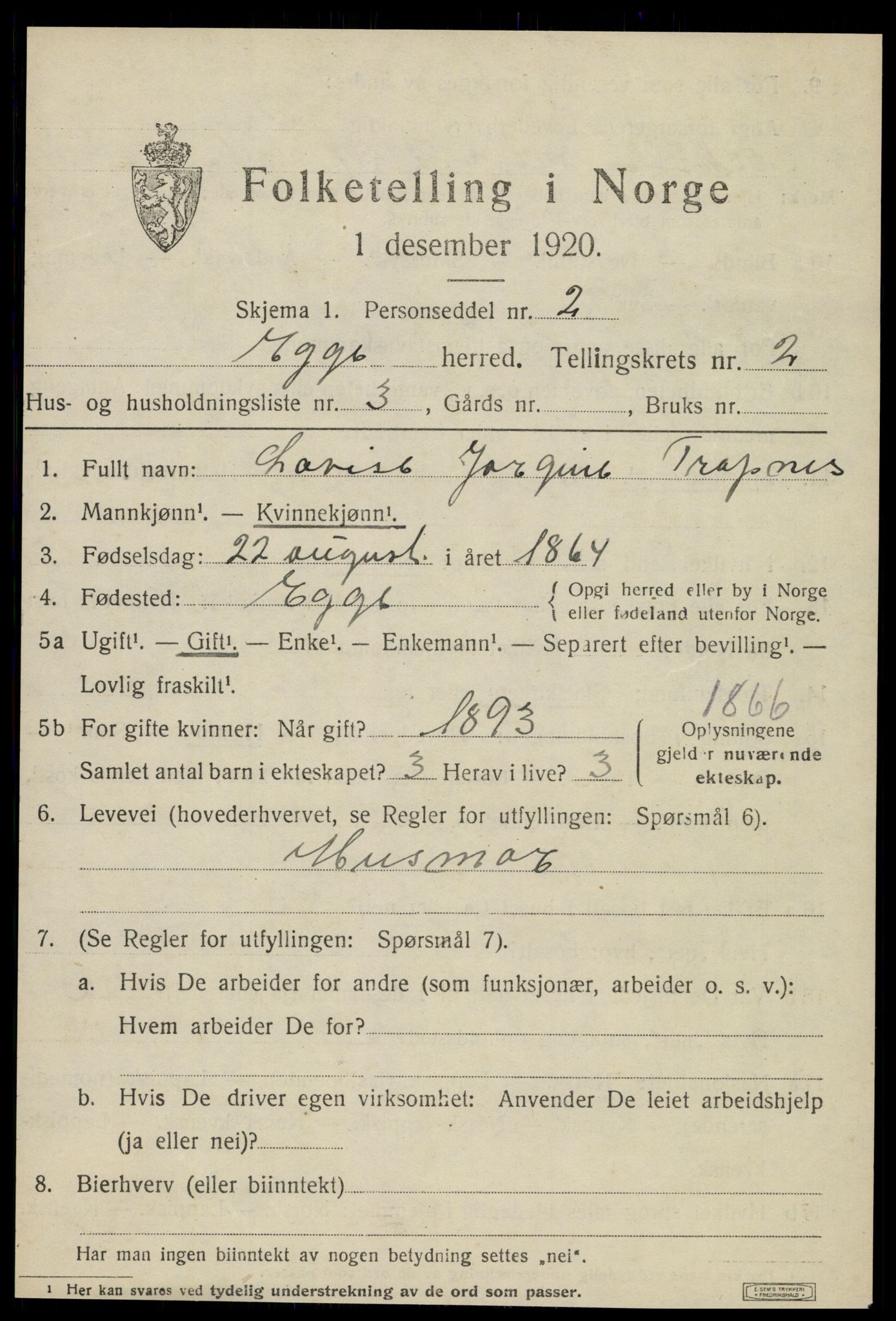 SAT, Folketelling 1920 for 1733 Egge herred, 1920, s. 1066