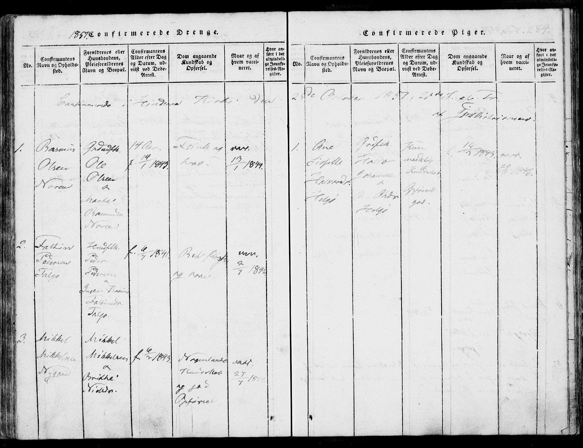 Nedstrand sokneprestkontor, SAST/A-101841/01/IV: Ministerialbok nr. A 7, 1816-1870, s. 284