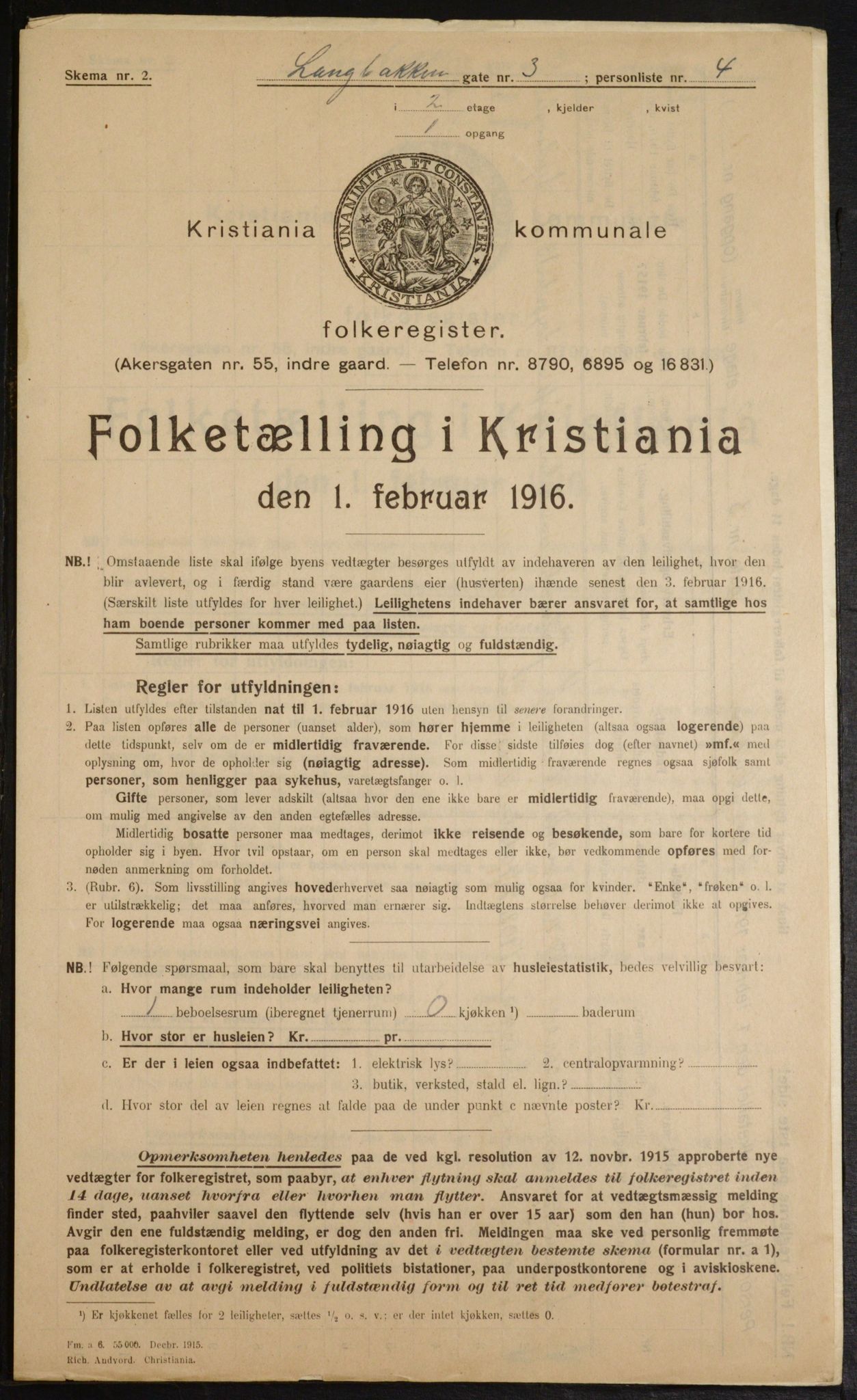 OBA, Kommunal folketelling 1.2.1916 for Kristiania, 1916, s. 57468