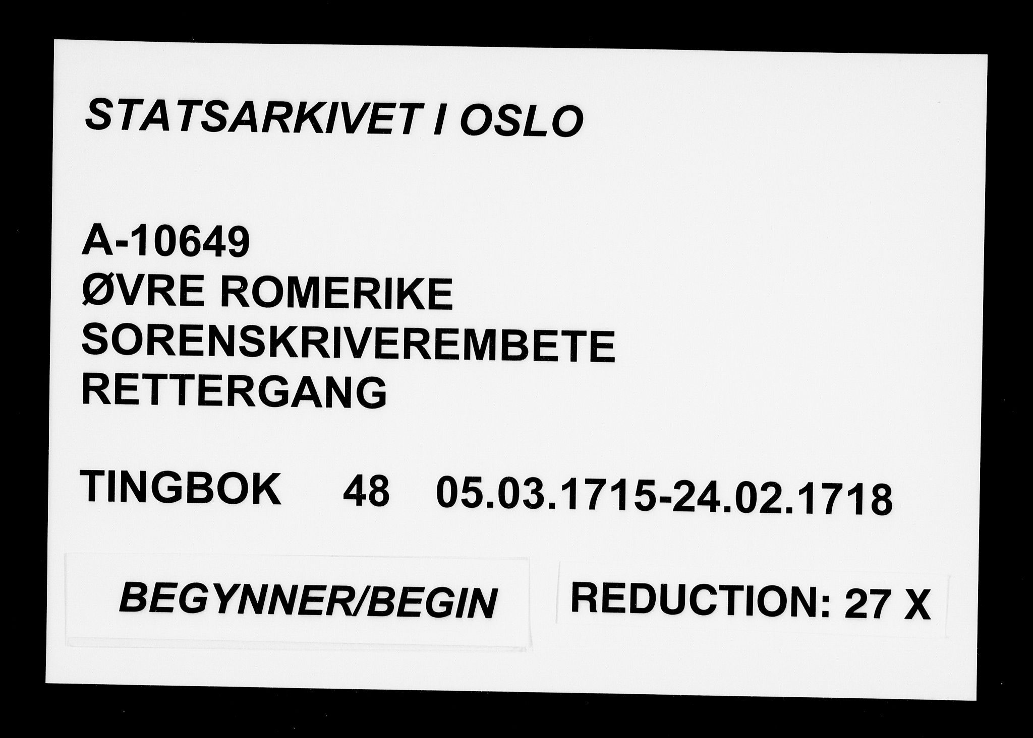 Øvre Romerike sorenskriveri, AV/SAO-A-10649/F/Fb/L0048: Tingbok 48, 1715-1718