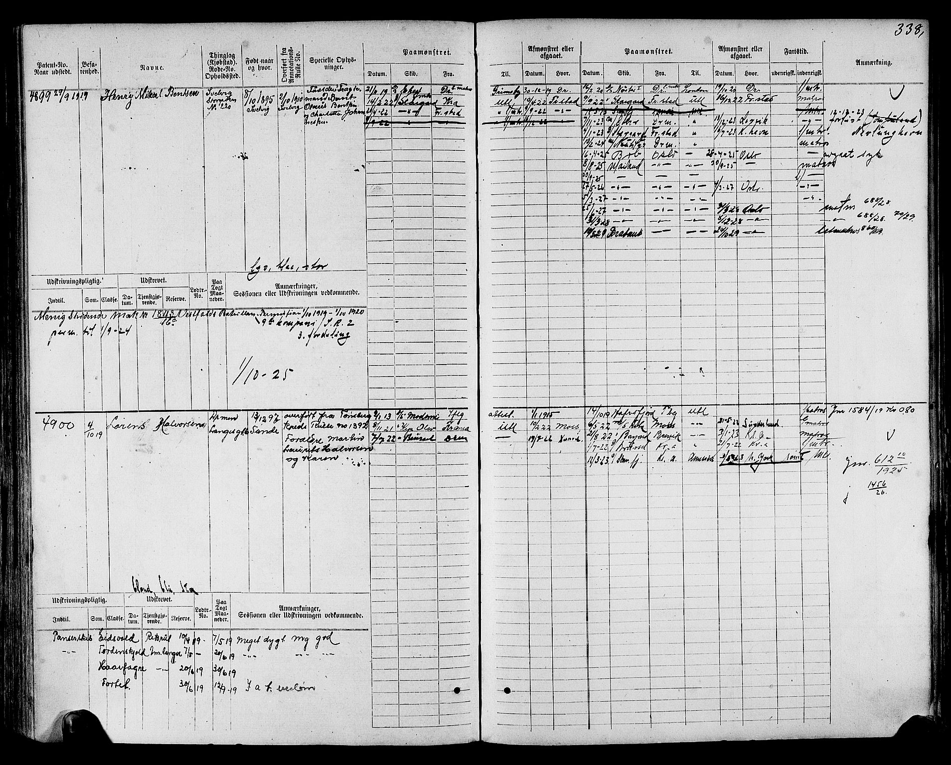 Drammen innrulleringsdistrikt, SAKO/A-781/F/Fc/L0006: Hovedrulle, 1913, s. 189