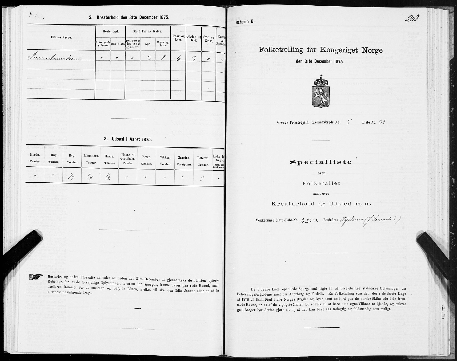 SAT, Folketelling 1875 for 1742P Grong prestegjeld, 1875, s. 3208