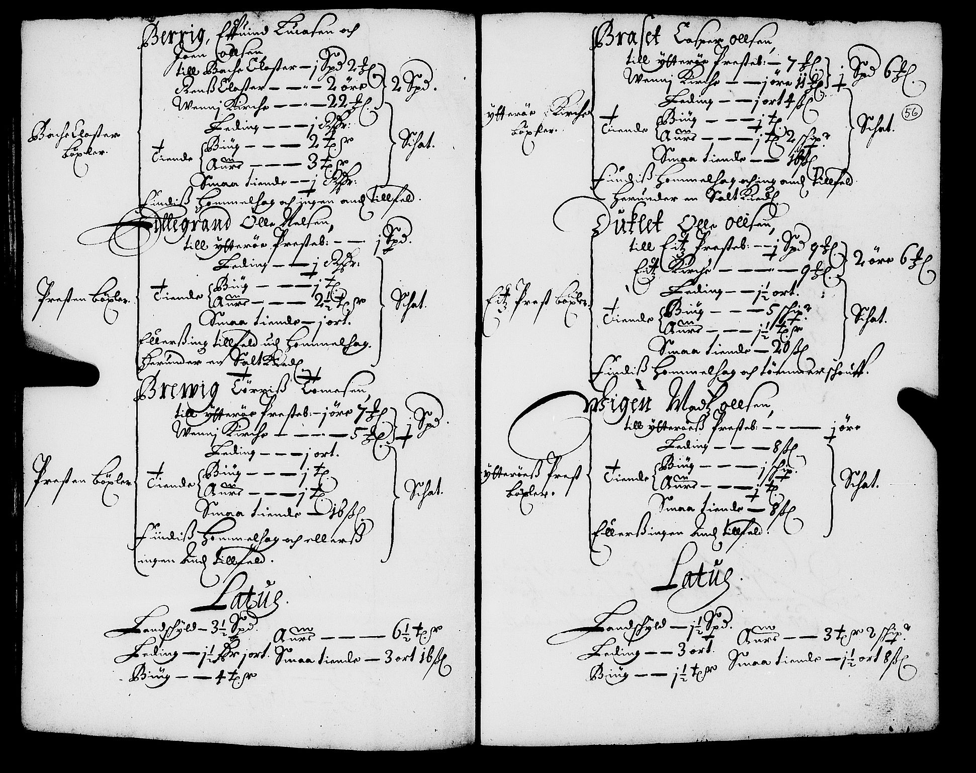 Rentekammeret inntil 1814, Realistisk ordnet avdeling, RA/EA-4070/N/Nb/Nba/L0055: Inderøy len, 1668, s. 55b-56a