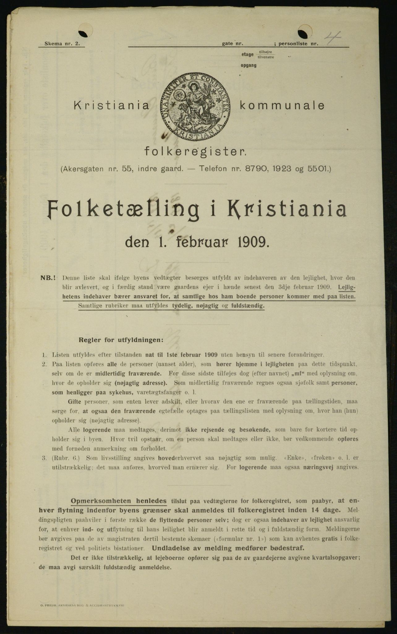 OBA, Kommunal folketelling 1.2.1909 for Kristiania kjøpstad, 1909, s. 88581