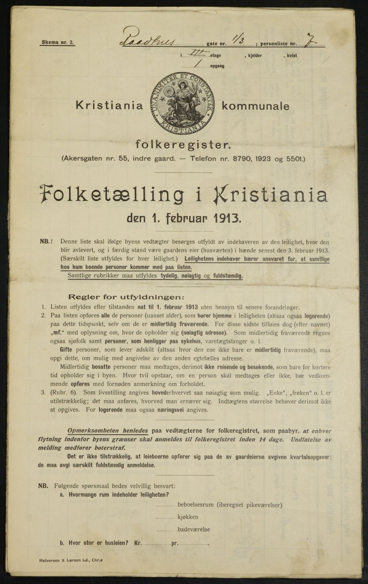 OBA, Kommunal folketelling 1.2.1913 for Kristiania, 1913, s. 86090