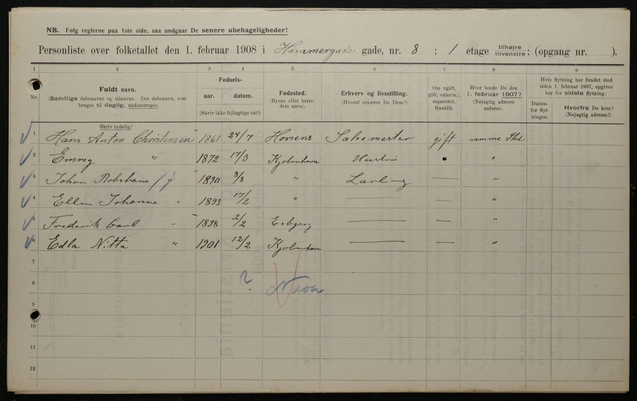 OBA, Kommunal folketelling 1.2.1908 for Kristiania kjøpstad, 1908, s. 30972