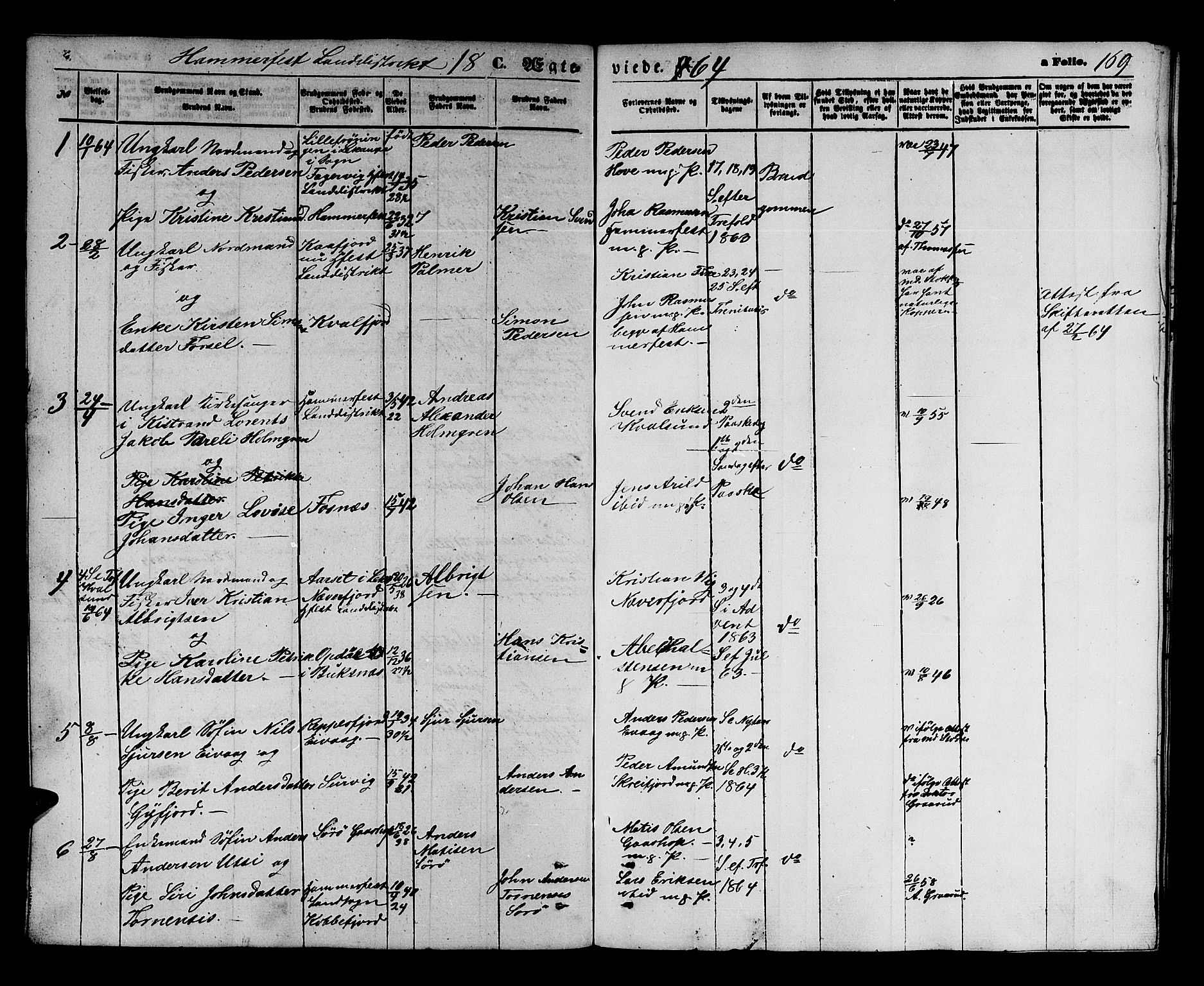 Hammerfest sokneprestkontor, SATØ/S-1347/H/Hb/L0003.klokk: Klokkerbok nr. 3 /2, 1863-1868, s. 169