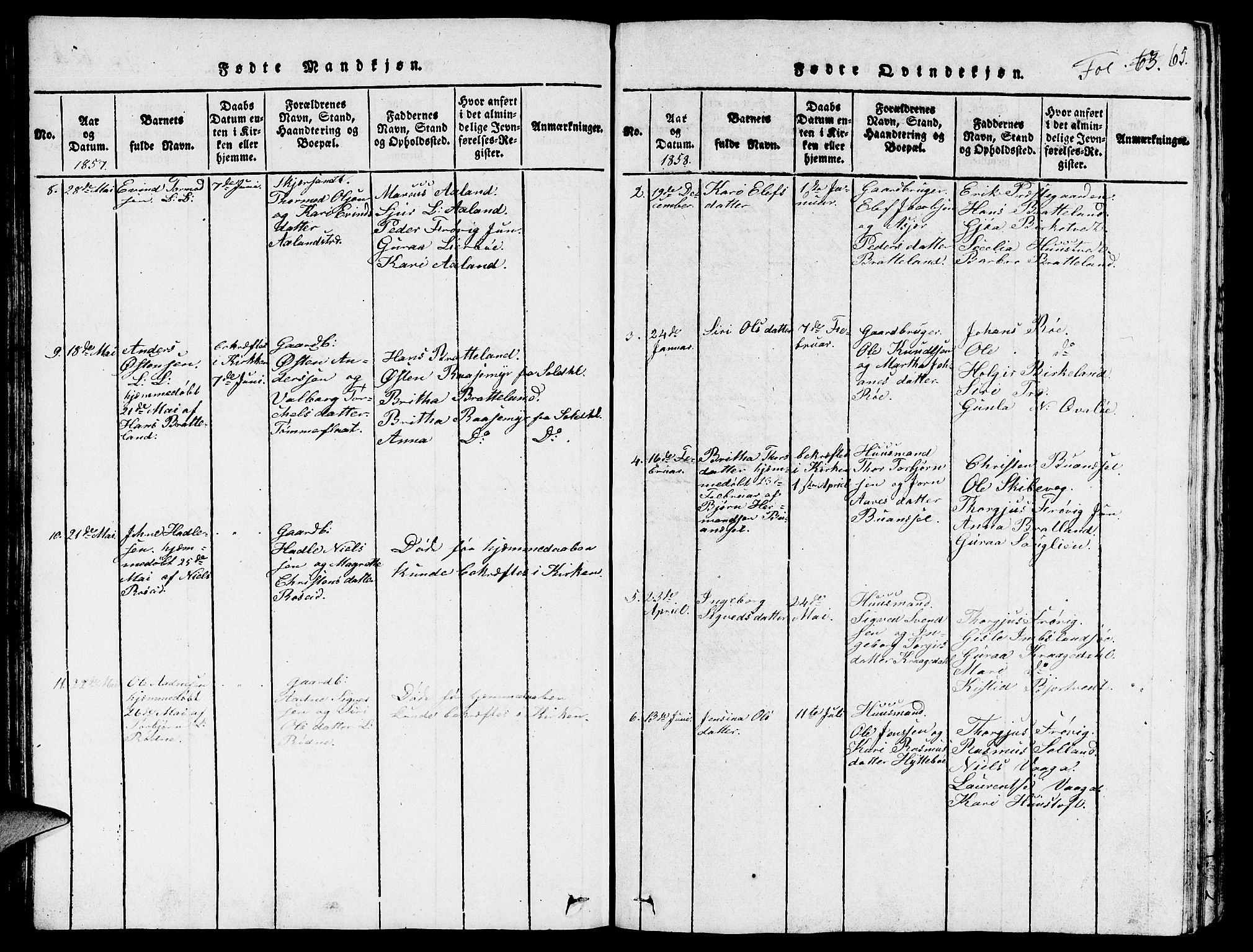 Vikedal sokneprestkontor, AV/SAST-A-101840/01/V: Klokkerbok nr. B 3, 1816-1867, s. 65