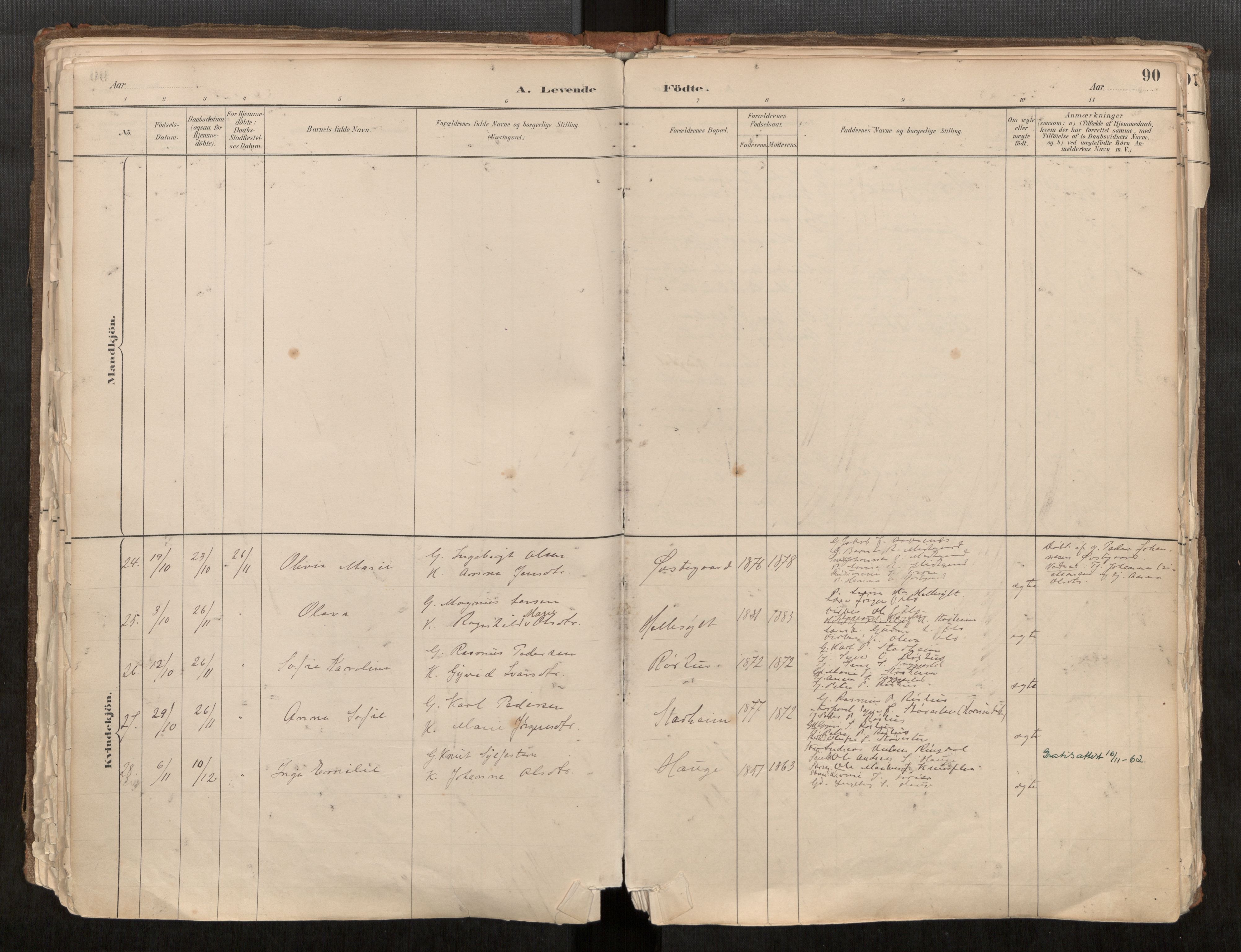 Sunnylven sokneprestkontor, AV/SAT-A-1007/H/Ha/Haa/L0002: Ministerialbok nr. 517A09, 1882-1939, s. 90