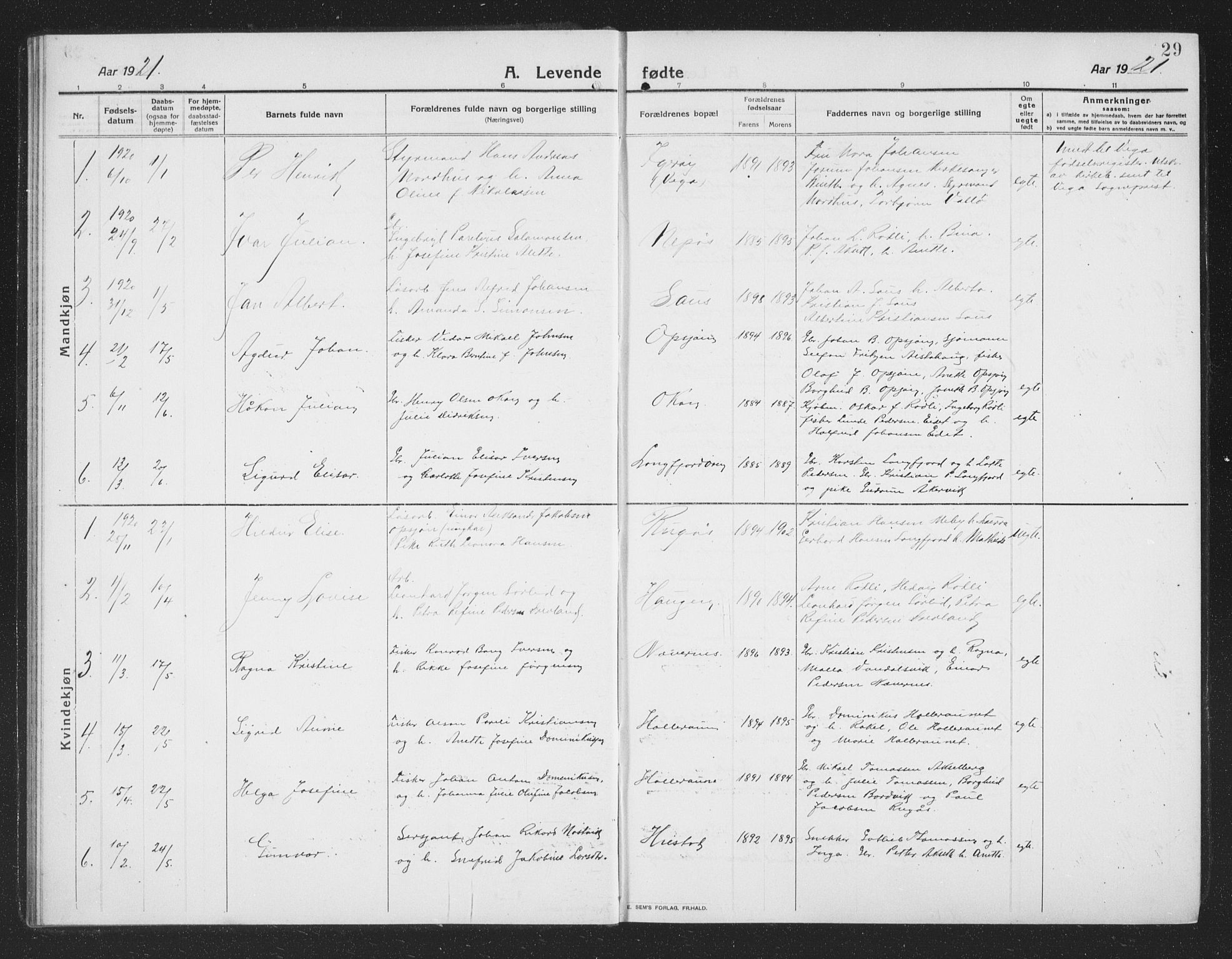 Ministerialprotokoller, klokkerbøker og fødselsregistre - Nordland, AV/SAT-A-1459/814/L0231: Klokkerbok nr. 814C04, 1912-1926, s. 29