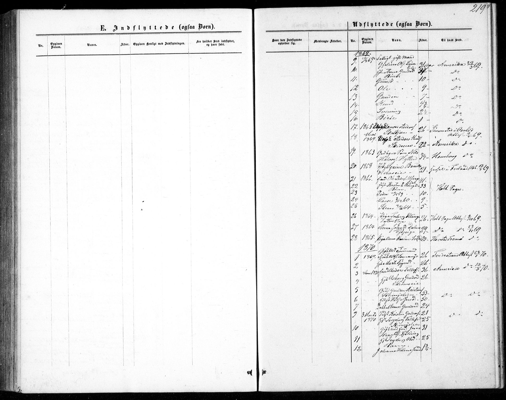 Gjerstad sokneprestkontor, SAK/1111-0014/F/Fb/Fbb/L0003: Klokkerbok nr. B 3, 1862-1889, s. 219