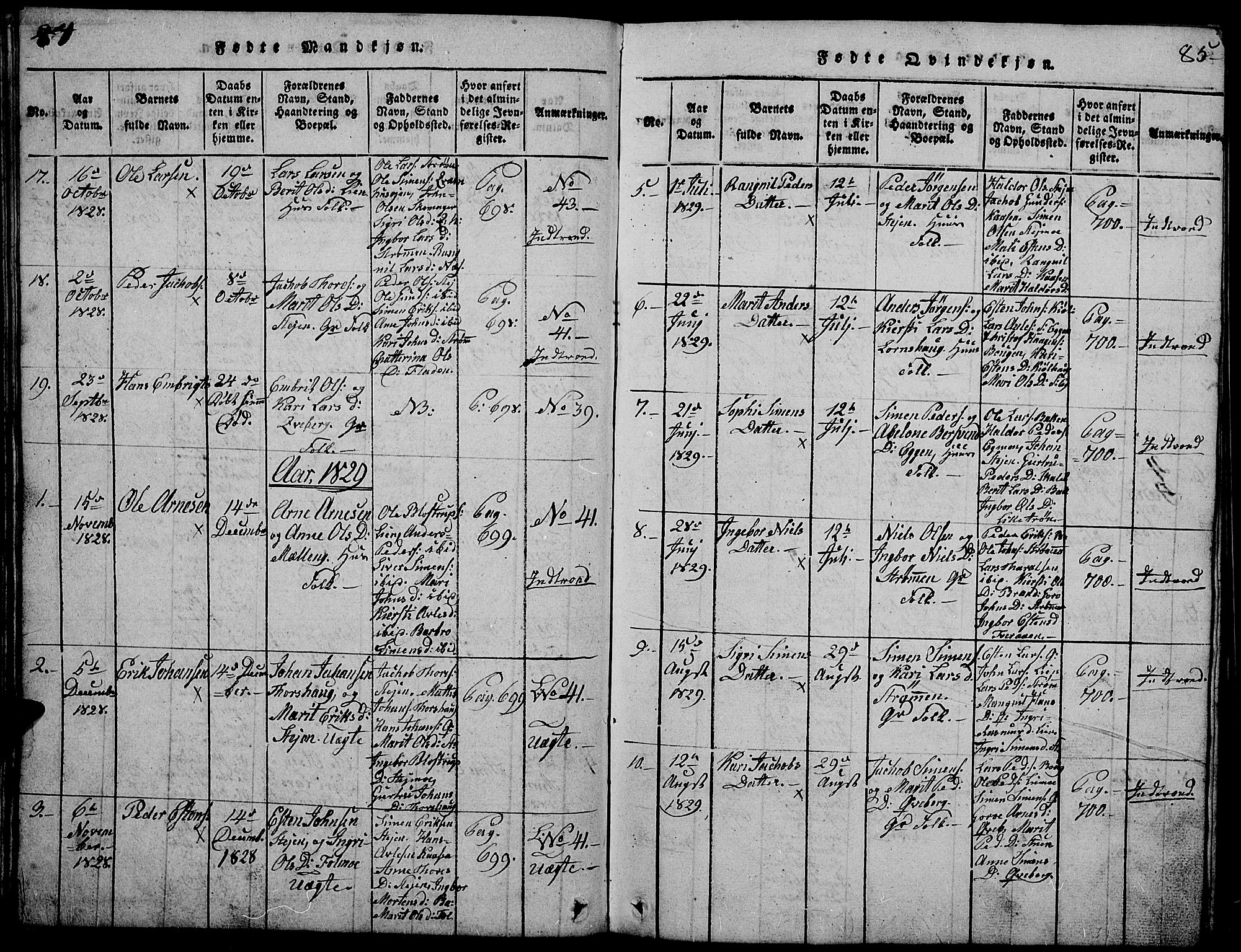 Tynset prestekontor, AV/SAH-PREST-058/H/Ha/Hab/L0002: Klokkerbok nr. 2, 1814-1862, s. 84-85