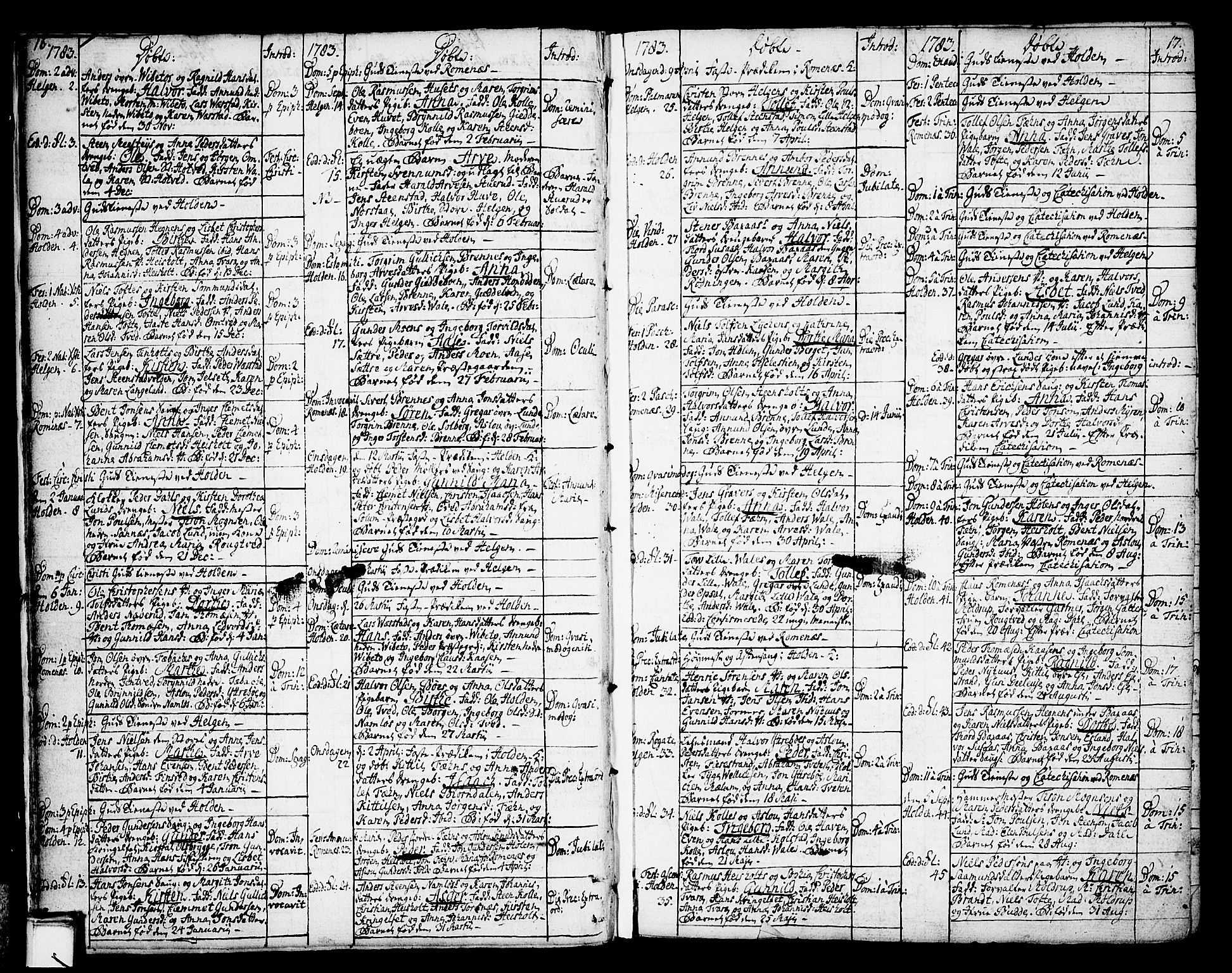 Holla kirkebøker, AV/SAKO-A-272/F/Fa/L0002: Ministerialbok nr. 2, 1779-1814, s. 16-17
