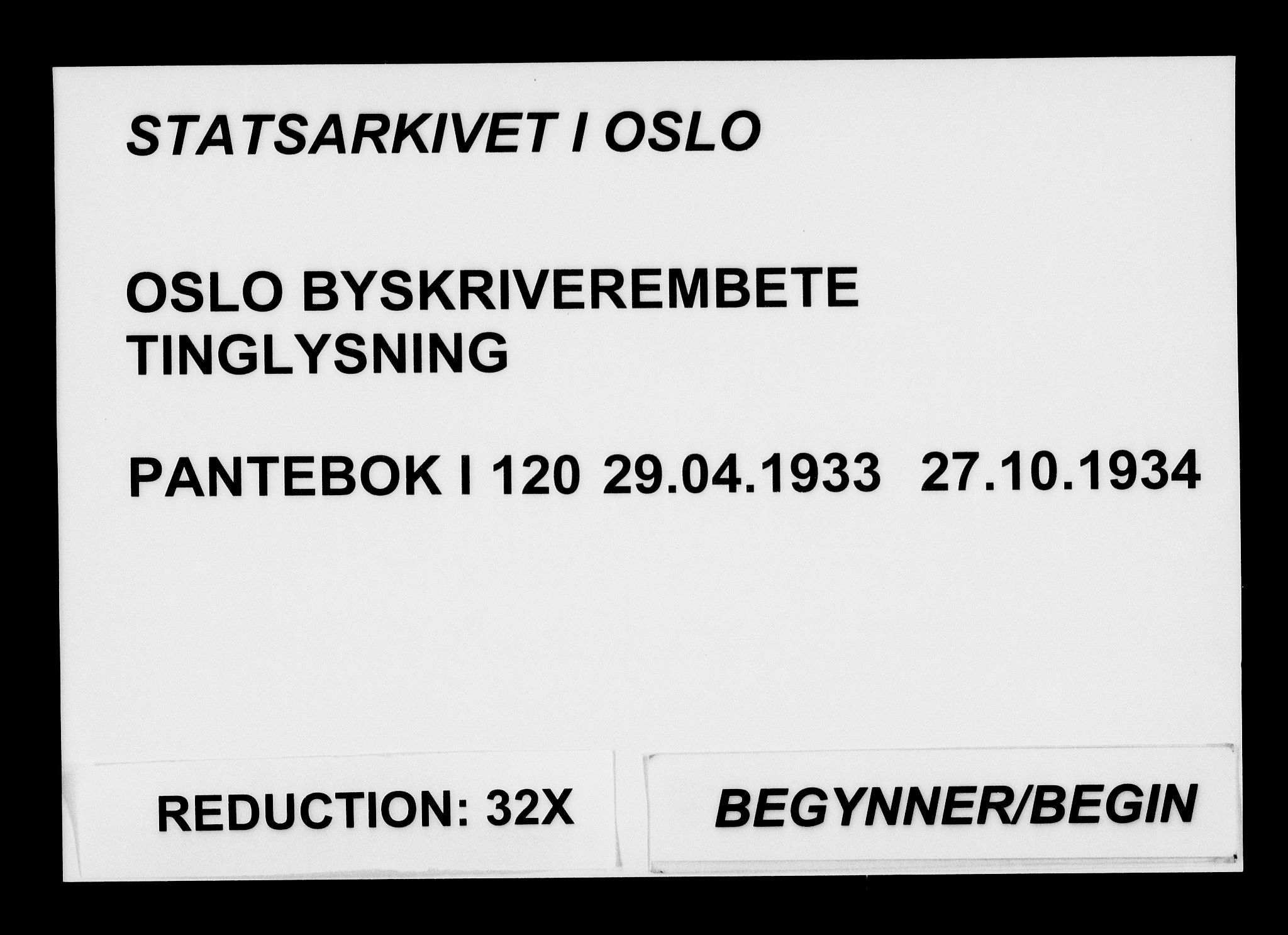 Oslo byskriverembete, SAO/A-10227/G/Gb/Gbb/Gbba/L0120: Pantebok nr. I 120, 1933-1934