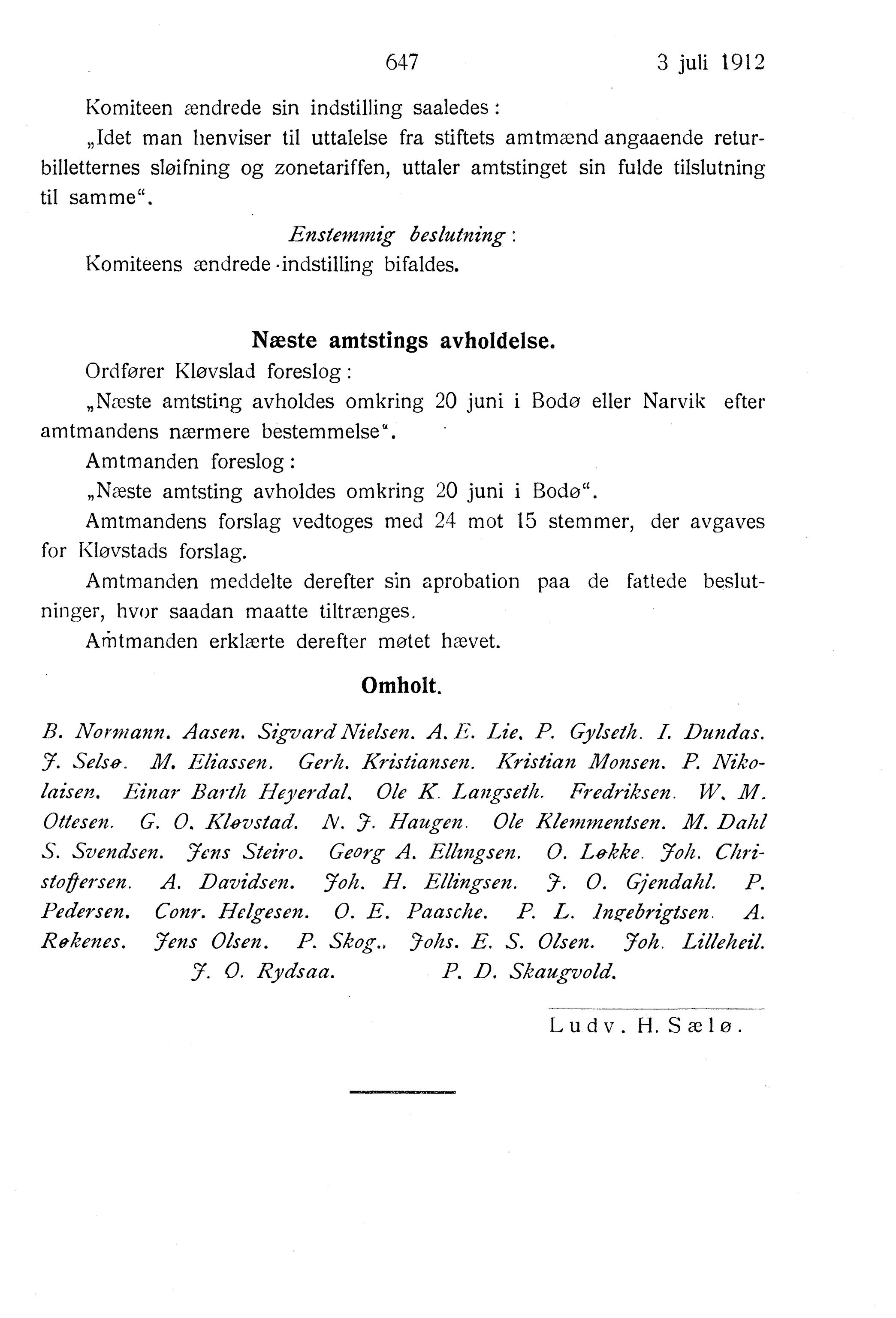 Nordland Fylkeskommune. Fylkestinget, AIN/NFK-17/176/A/Ac/L0035: Fylkestingsforhandlinger 1912, 1912