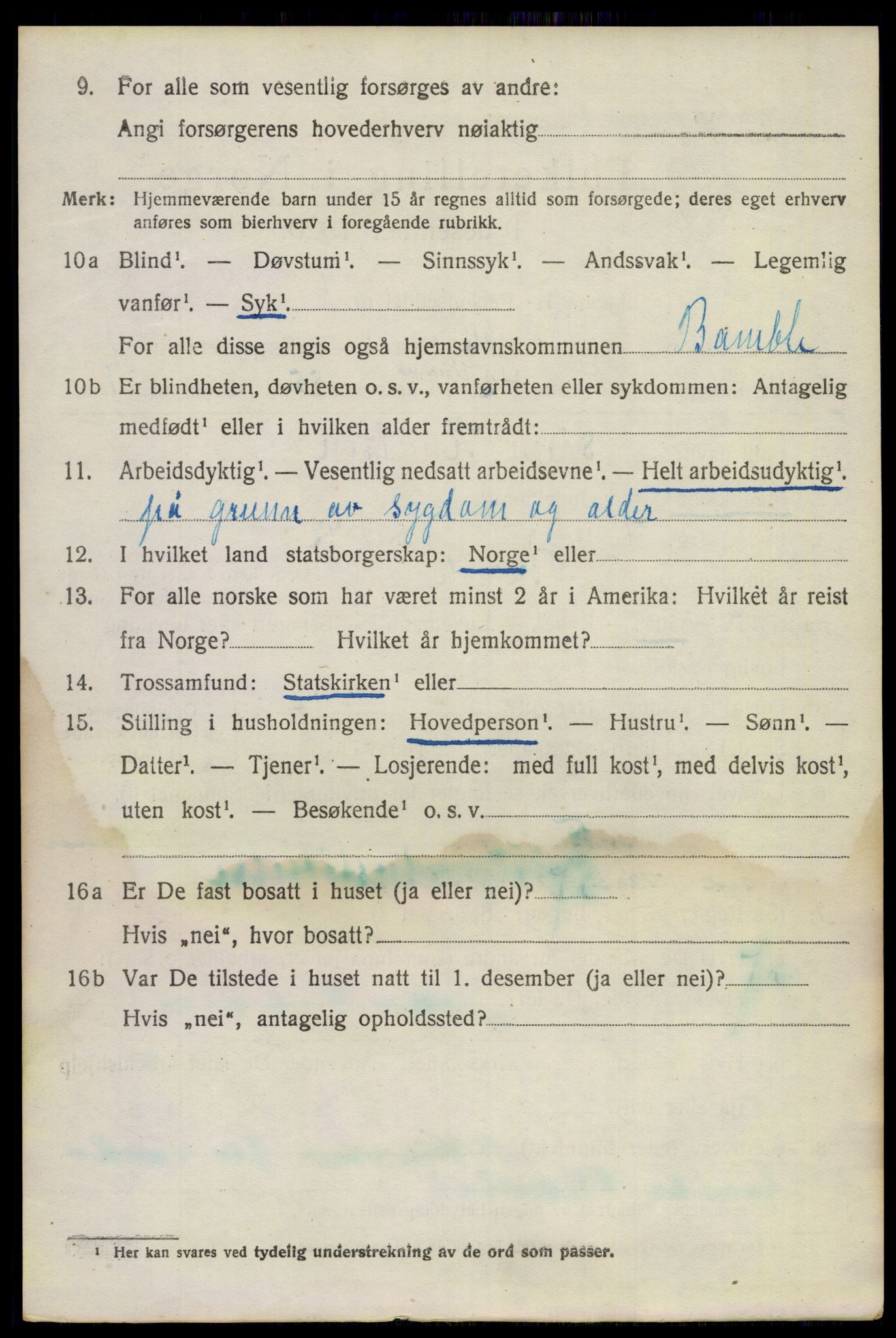 SAKO, Folketelling 1920 for 0814 Bamble herred, 1920, s. 8198