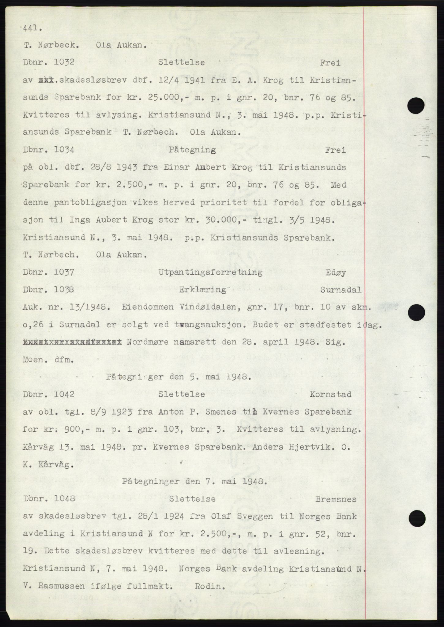 Nordmøre sorenskriveri, SAT/A-4132/1/2/2Ca: Pantebok nr. C82b, 1946-1951, Dagboknr: 1032/1948