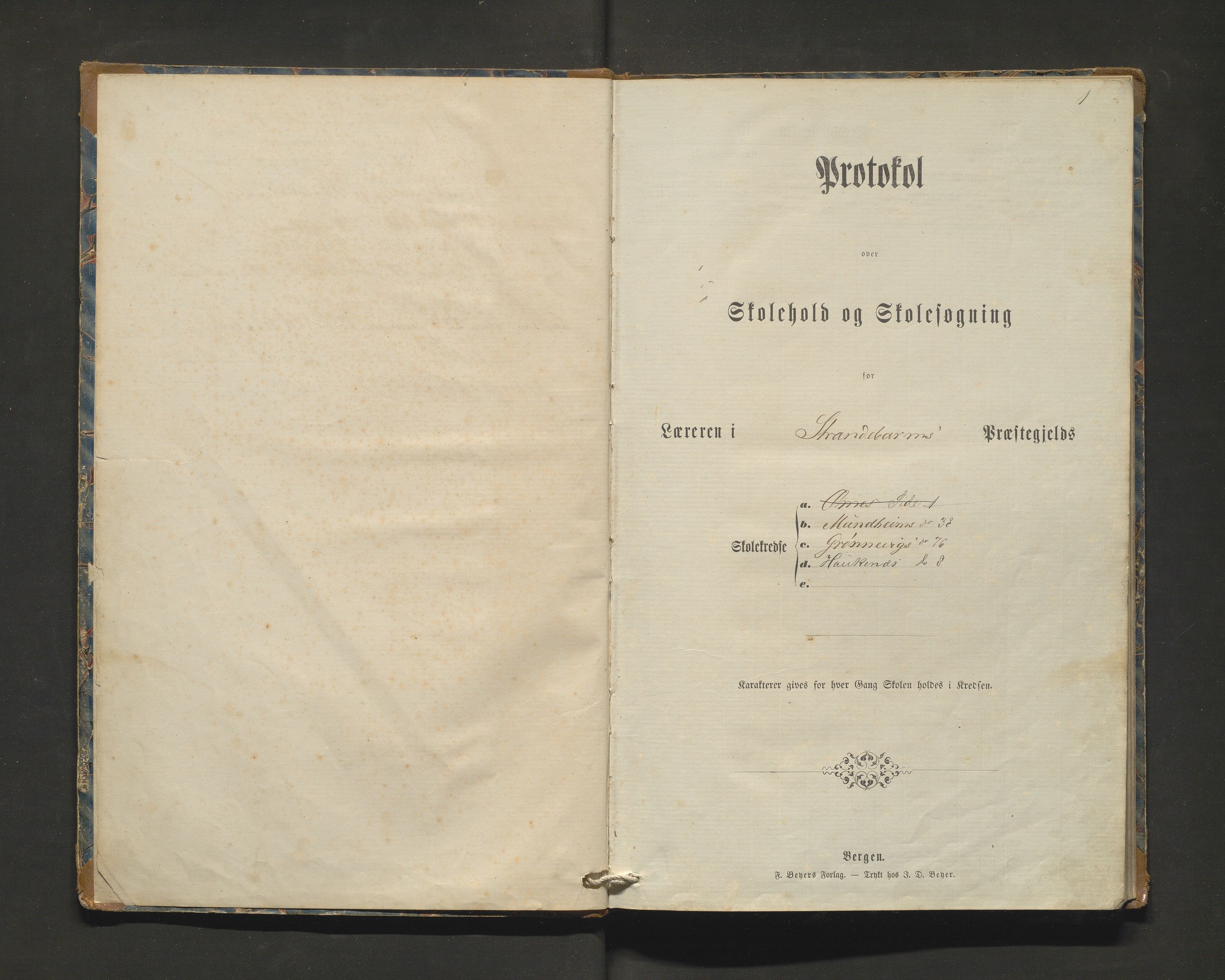 Kvam herad. Barneskulane, IKAH/1238-231/F/Fa/L0024: Skuleprotokoll for Oma, Haukanes, Mundheim og Grønnevig krinsar, 1874-1892